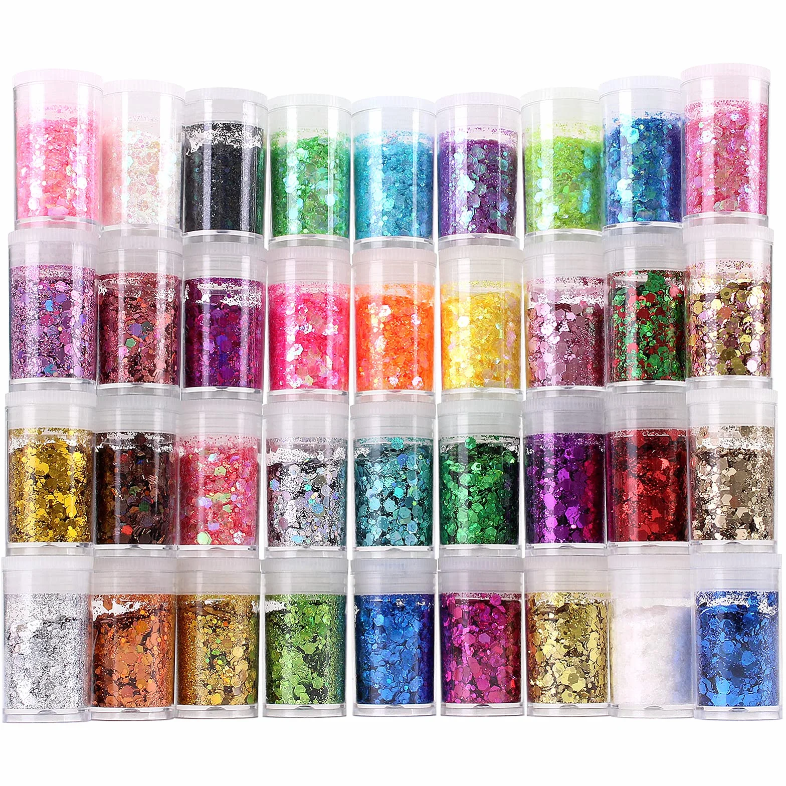 Paillettes irisées cosmétiques 36 couleurs mélange grossières et fines visage corps yeux ongles