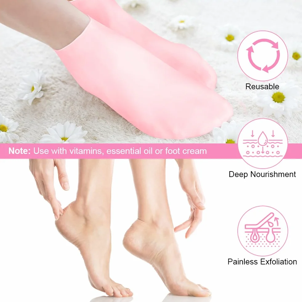 ACWOO Chaussettes Hydratantes en Silicone 3 Paires Soin des Pieds Fissurés