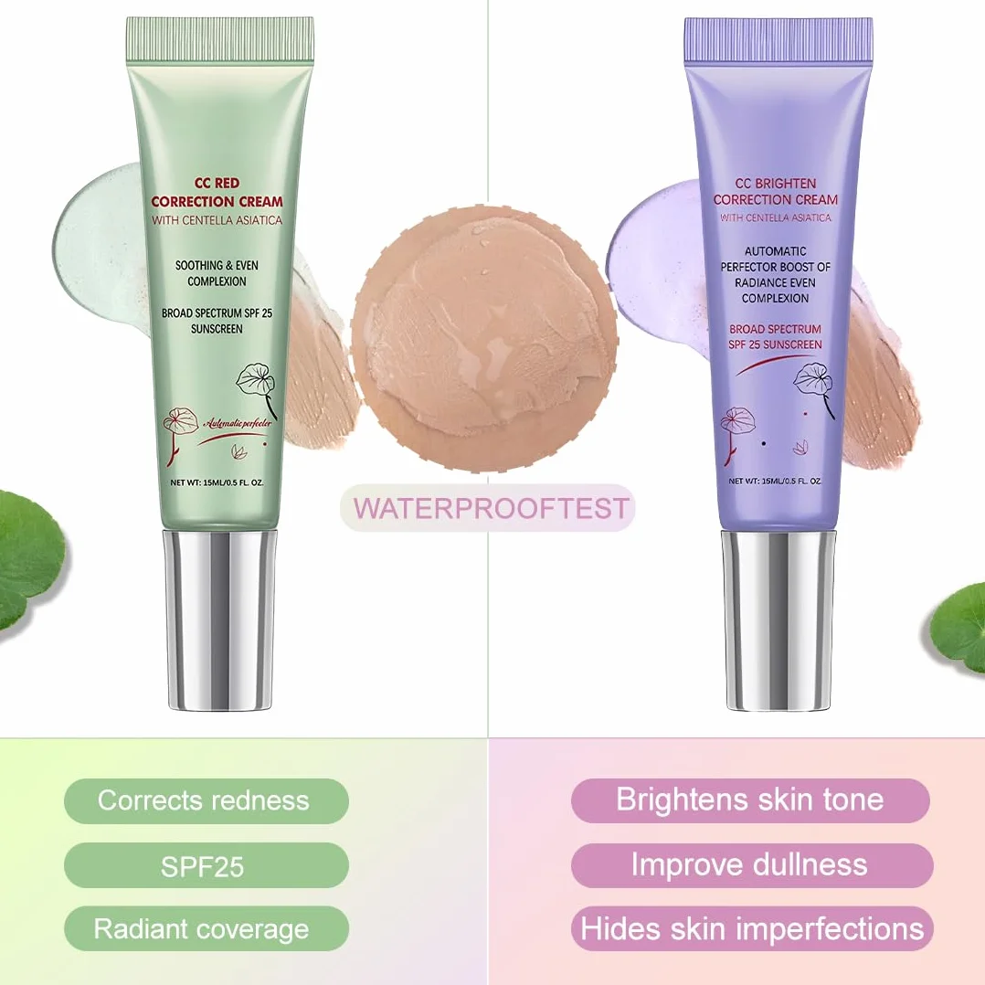 CC Crème Centella Asiatica Crème teintée visage 15 ml x 2 Correctrice Pinceau fond de teint