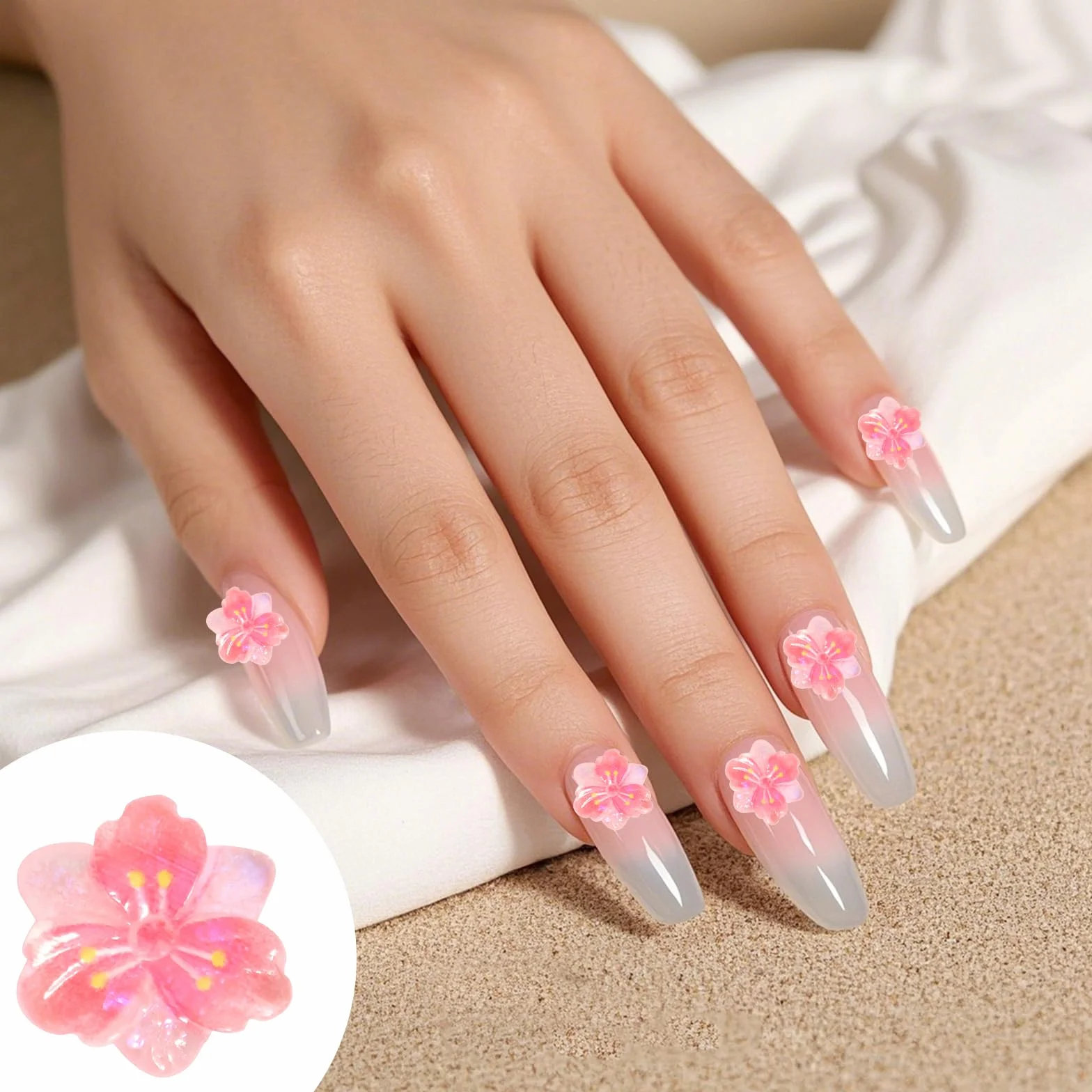 Décorations Ongles en Résine Fleur 3D 50 Pièces pour DIY Nail Art