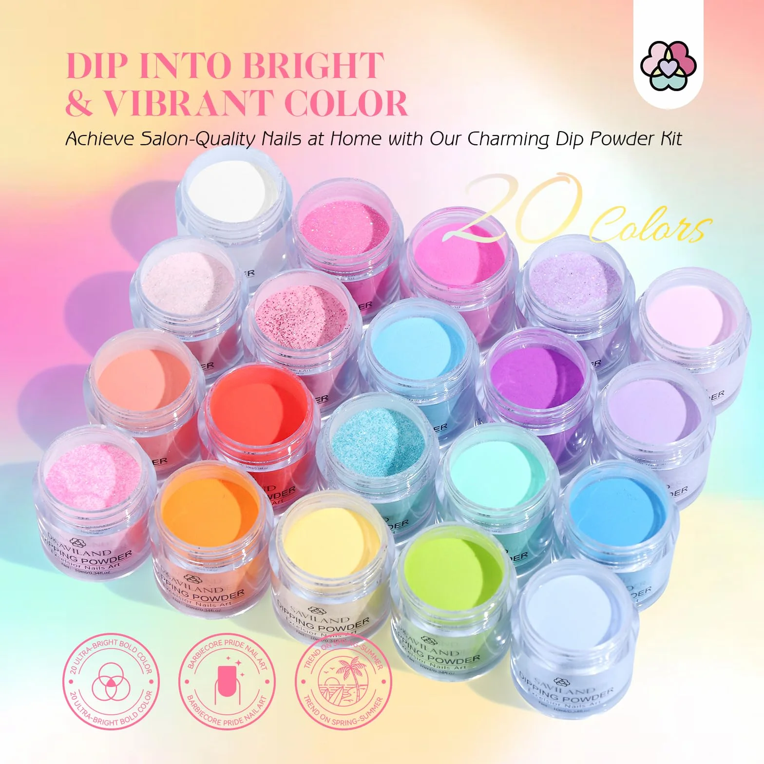 Saviland 29PCS Dipping Powder Kit Complete, 20 Couleur Trempage Manucure avec Activateur, Base & Top Coat