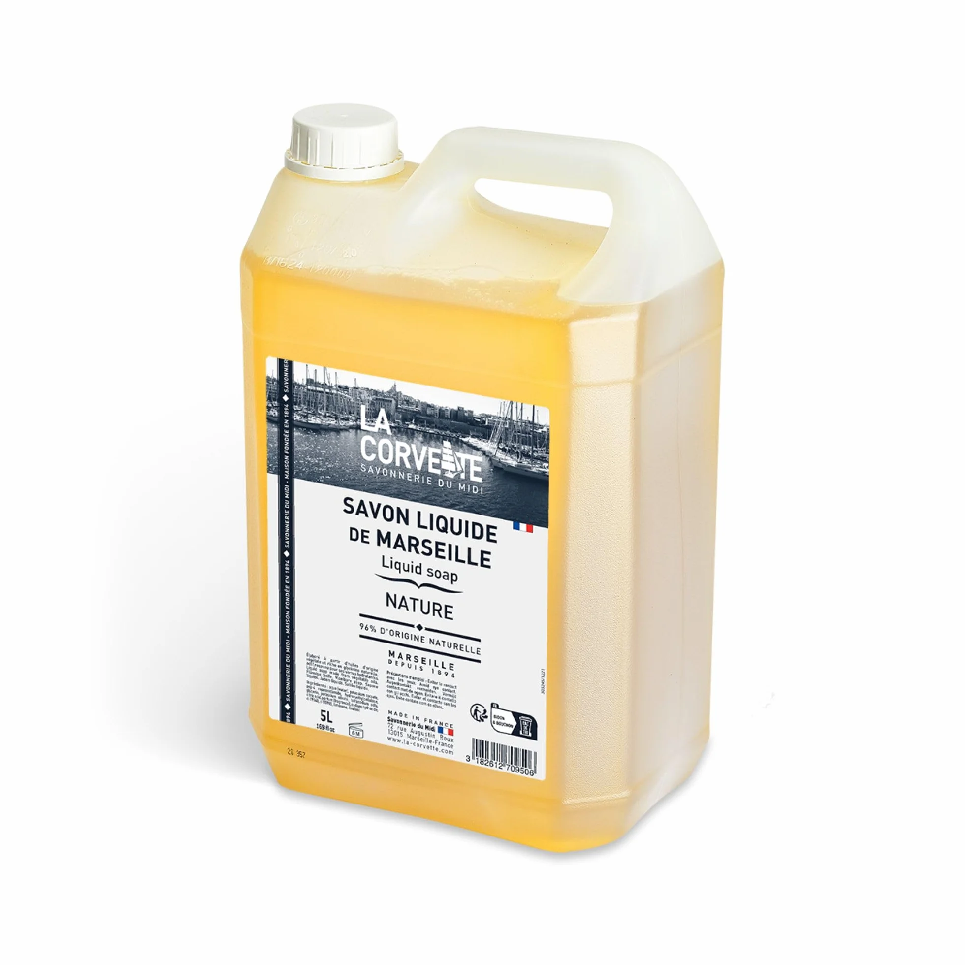 Savon liquide de Marseille Nature La Corvette 5L 96% ingrédients naturels