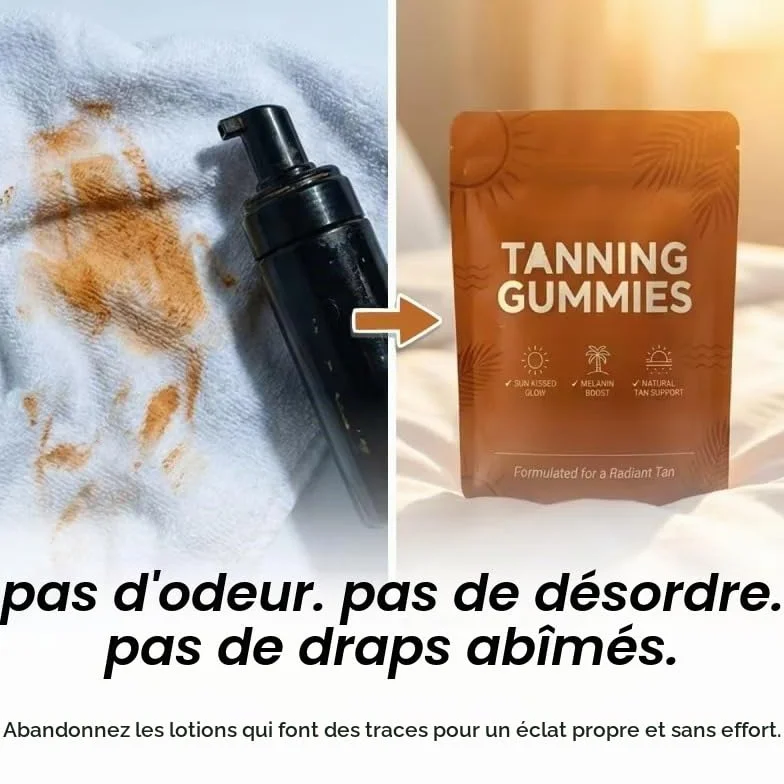 Gummies bronzantes - Peau saine et radieuse, soutien à la vitalité et hydratation pour un éclat naturel, bronzant - sans OGM - végétalien et sans sucre