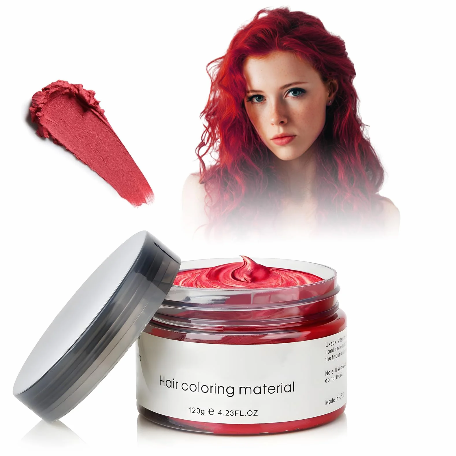 Cire Colorante Temporaire Cheveux 4.23 oz Rouge Facile À Laver Cosplay Adulte