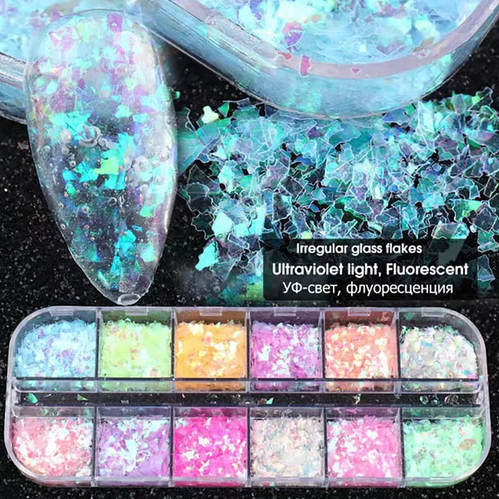 Paillettes Nail Art Flakes Holographiques Poudre à Ongles