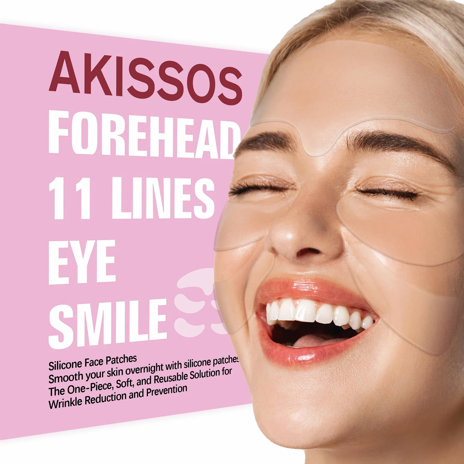 Akissos Patchs anti-rides en silicone réutilisable pour les rides du front et les yeux - 11 lignes