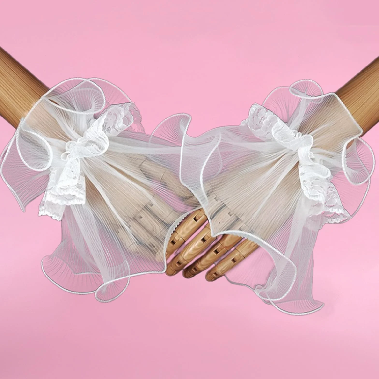 Manchettes en dentelle moelleuses, accessoires de manucure décoratifs