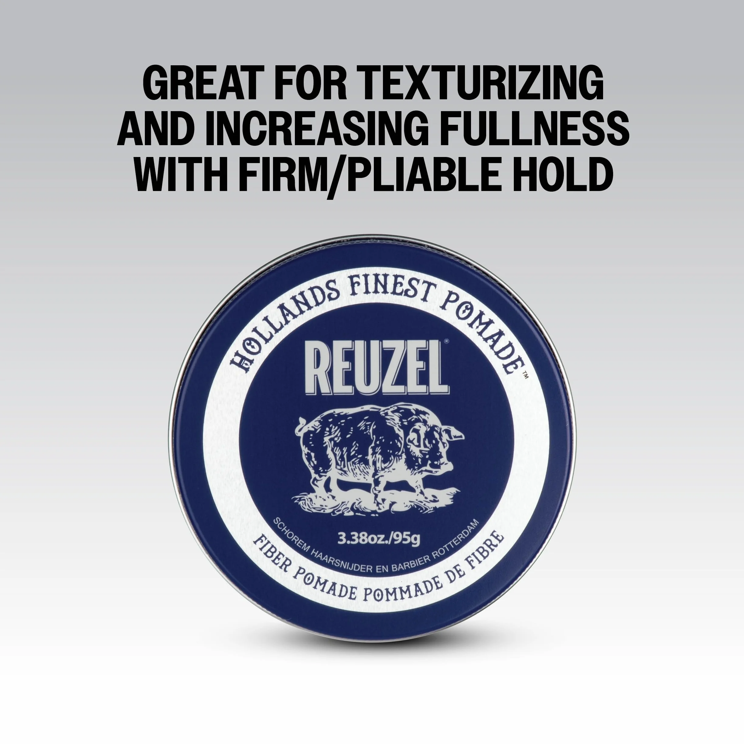 Reuzel Pommade aux fibres, faible brillance, tenue ferme, aspect plus volumineux et texturé, facile à recoiffer tout au long de la journée, 95 g