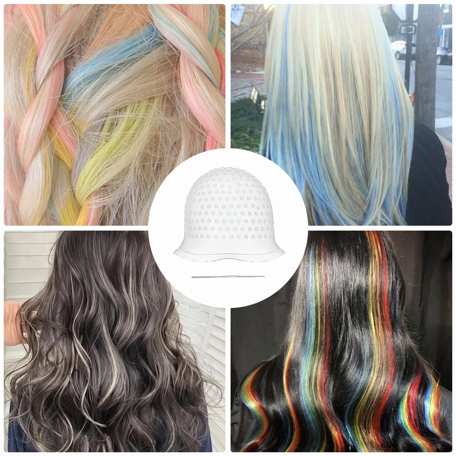 Cagoule à mèches pour brins, brins de cheveux, couleur surligneuse, kit de balayage, mèches blondes, kit de balayage de mèches blondes