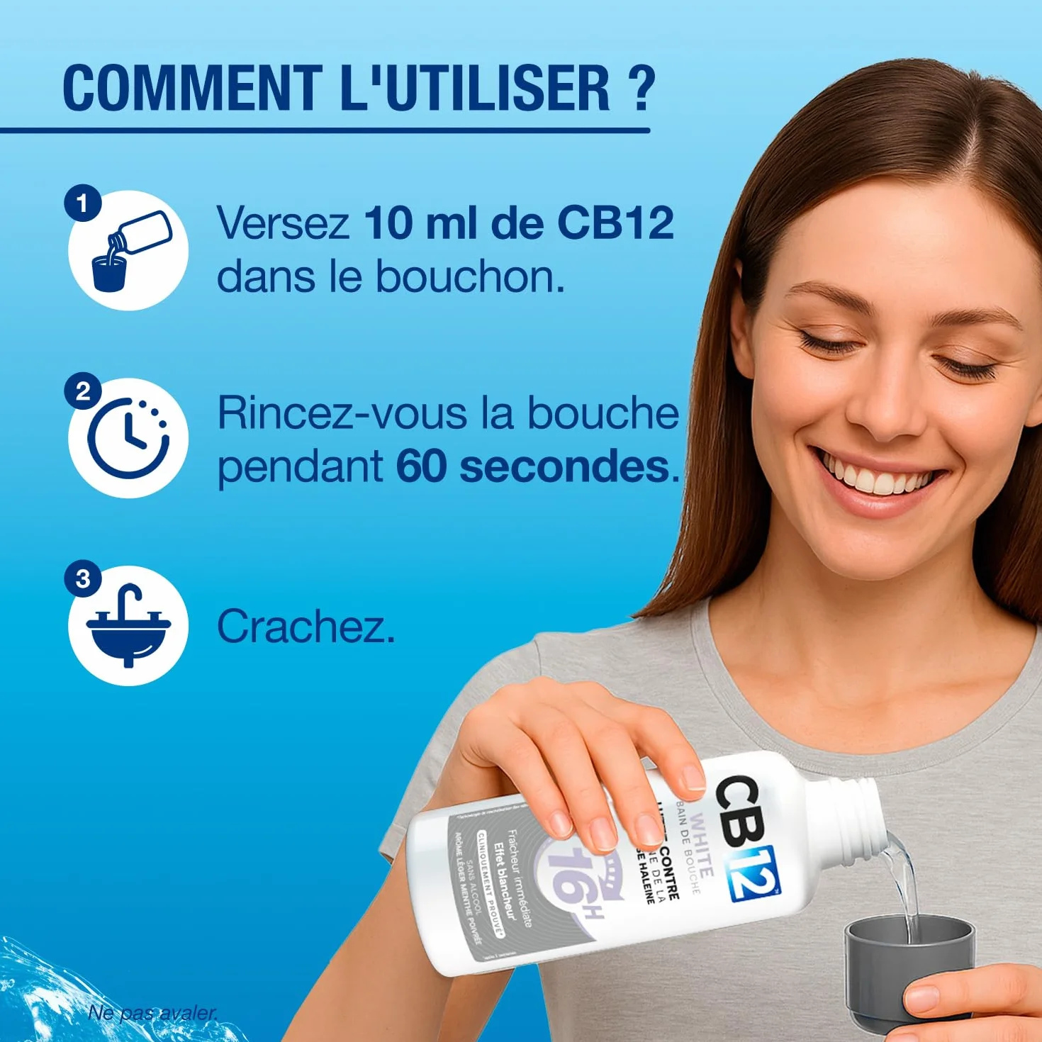 Bain de bouche sans alcool CB12 250 ml arôme menthe poivrée