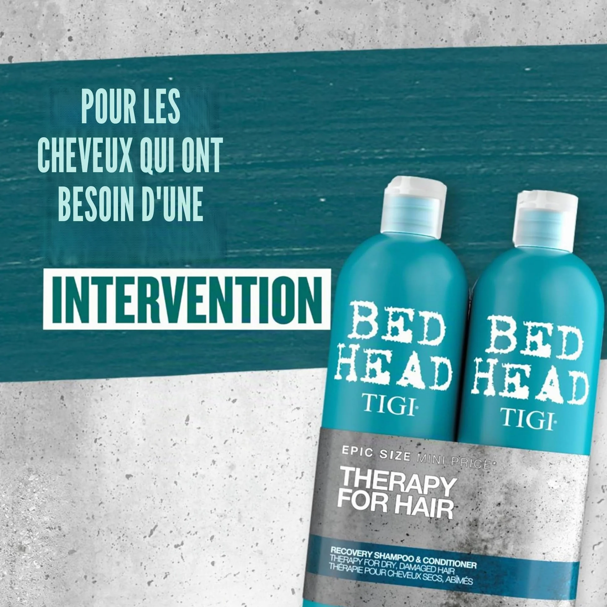 Bed Head by TIGI Recovery Shampoo & Conditioner Set, duo shampoing et après-shampoing hydratant 2 x 750 ml pour cheveux secs et abîmés, soin anti-frisottis et protection couleur