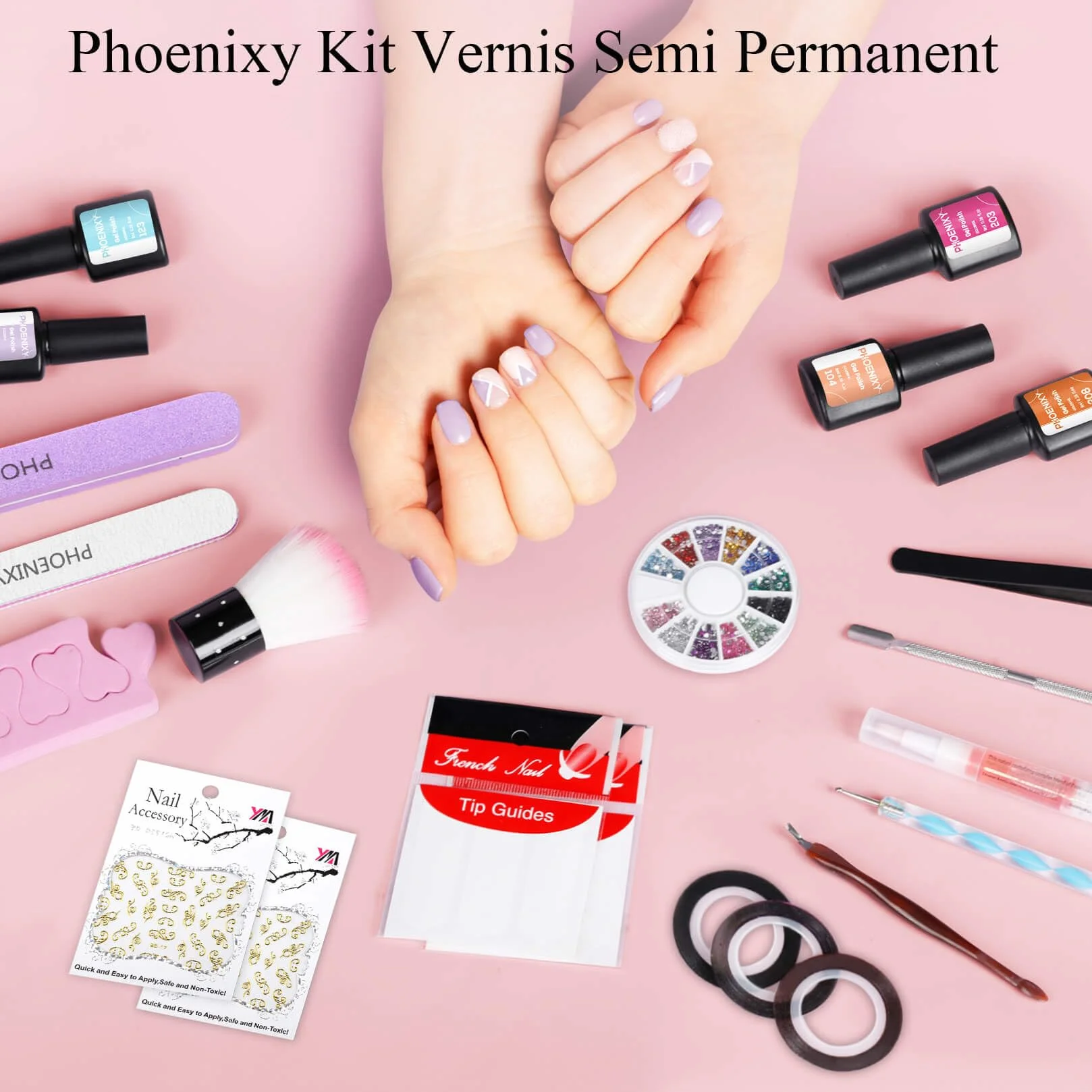 Phoenixy 40 Couleurs Kit Vernis Semi Permanent Complet avec 48W Lampe U V/LED Kit Ongle Gel U V Complet avec Base et Top Coat Vernis Semi Permanent pour Débutant DIY Nail Art