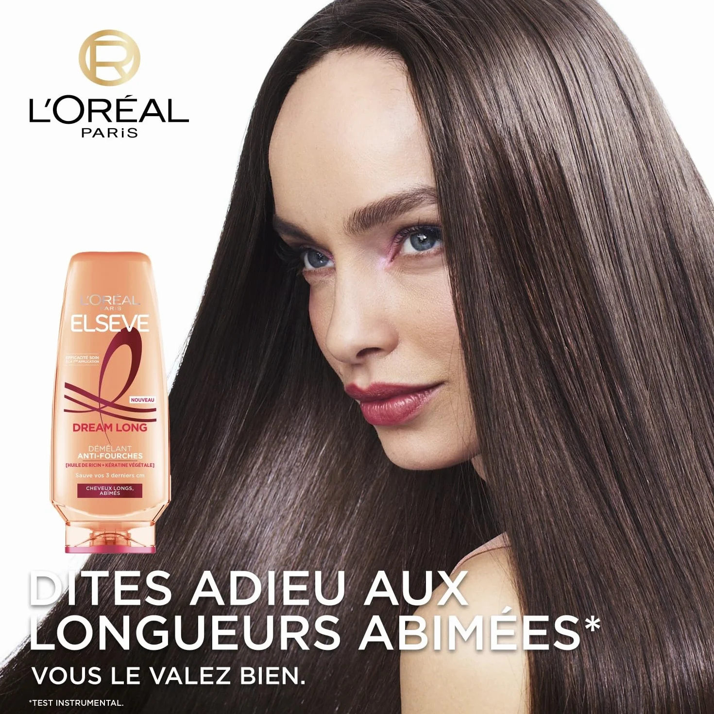 L’ORÉAL PARIS Elseve Dream Long Démêant Anti-Fourches Cheveux Longs Abimés Huile de Ricin Kératine Végétale