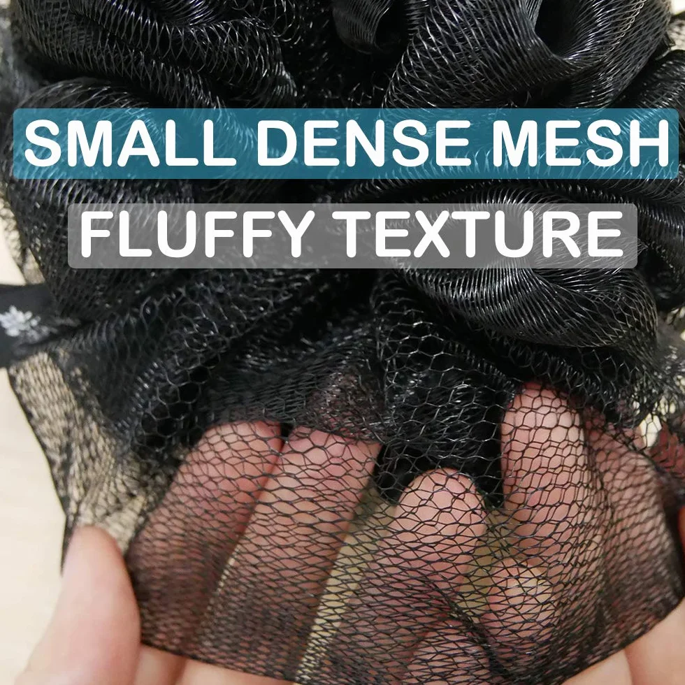 Éponge Fleur de Bain exfoliante pour Douche Hommes Femmes Noir Lot de 2
