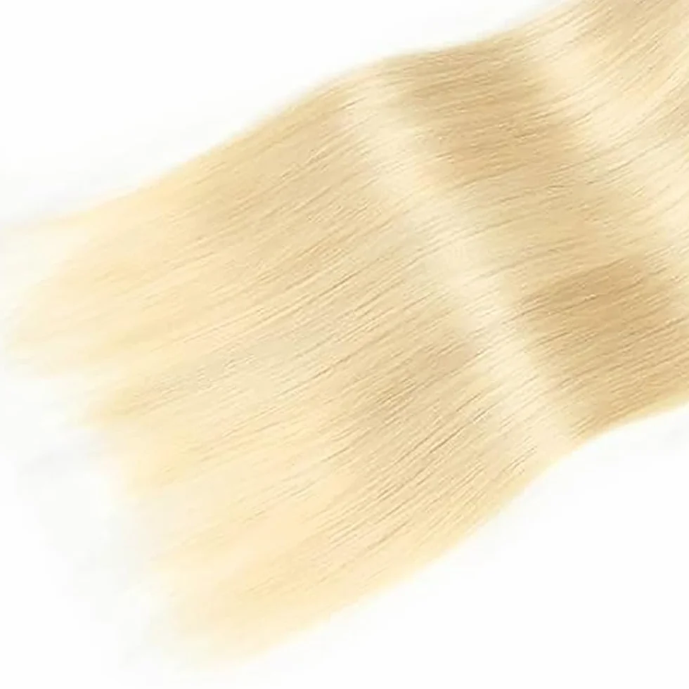 Human Hair Bundles Straight Tissage Naturel Cheveux Humain 100% Unprocessed Brésilienne Remy Virgin en lot Meches Weave Extensions Double Weft Color #613 Blonde 26 Pouces