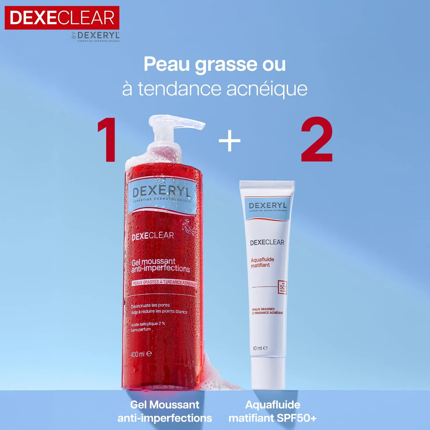 DEXERYL DEXECLEAR Gel moussant anti-imperfections 400 ml Acide salicylique Sans savon Sans parfum