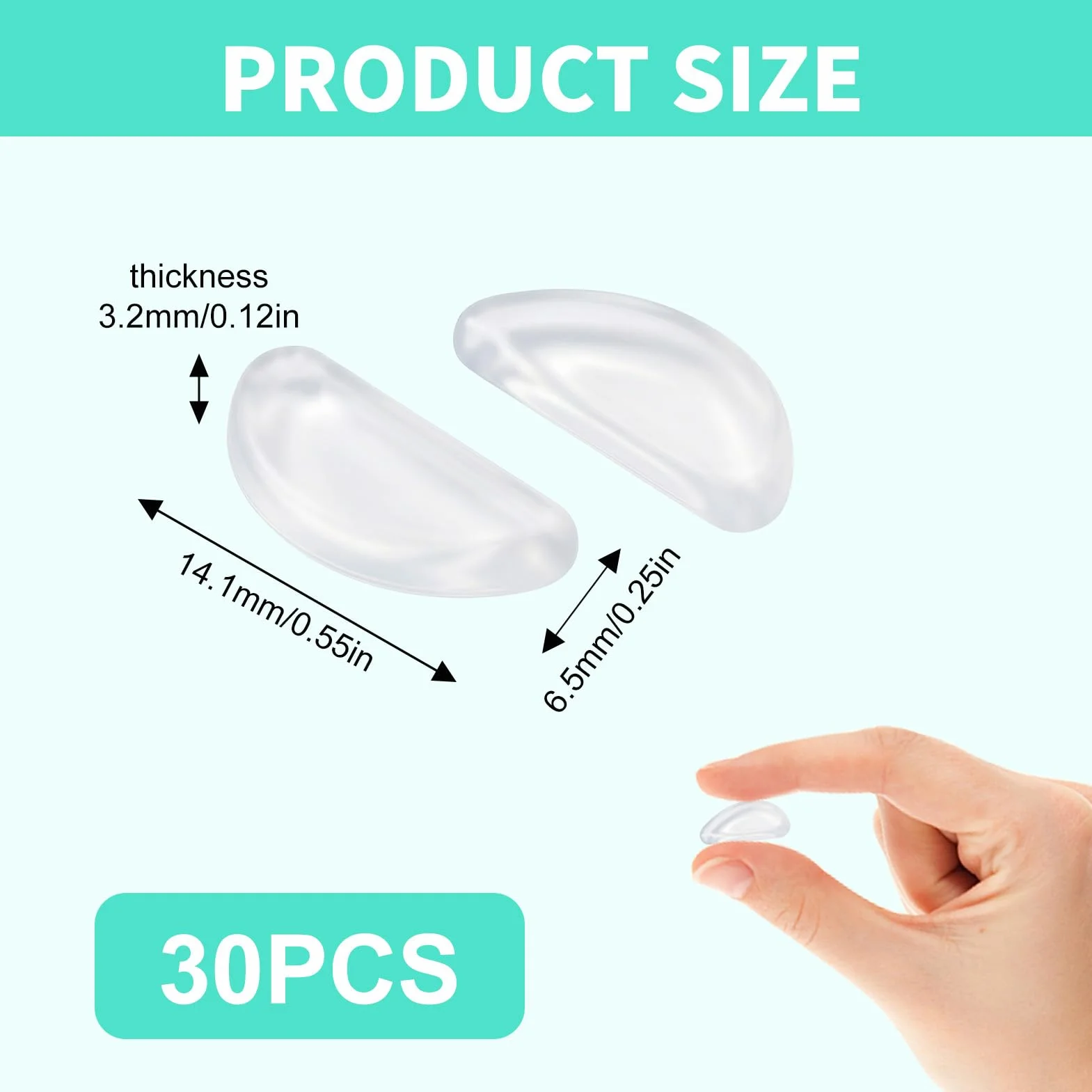 Plaquettes de Nez en Silicone à Coussin d'Air 30 Pièces Type D 2,5mm Auto-adhésif Transparent pour Lunettes