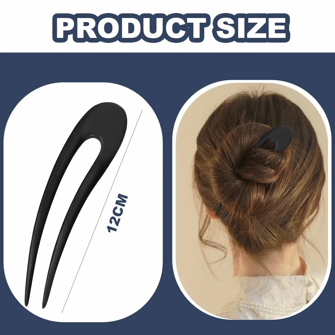 Bois en Forme de U Pince à Cheveux, Française Épingles à Chignon, Fourchette Piques Cheveux de Santal, Épingle à Cheveux à Double Fourche pour cheveux longs
