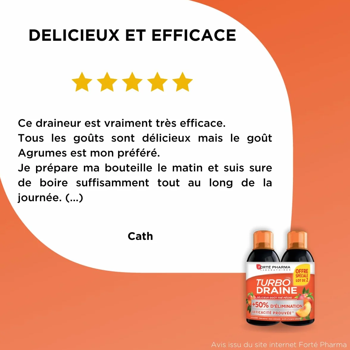 Forté Pharma Turbo Draine Peche Minceur perte de poids Thé vert Reine des prés Queue de cerise Drainage Brule graisse Lot 2x500 ml