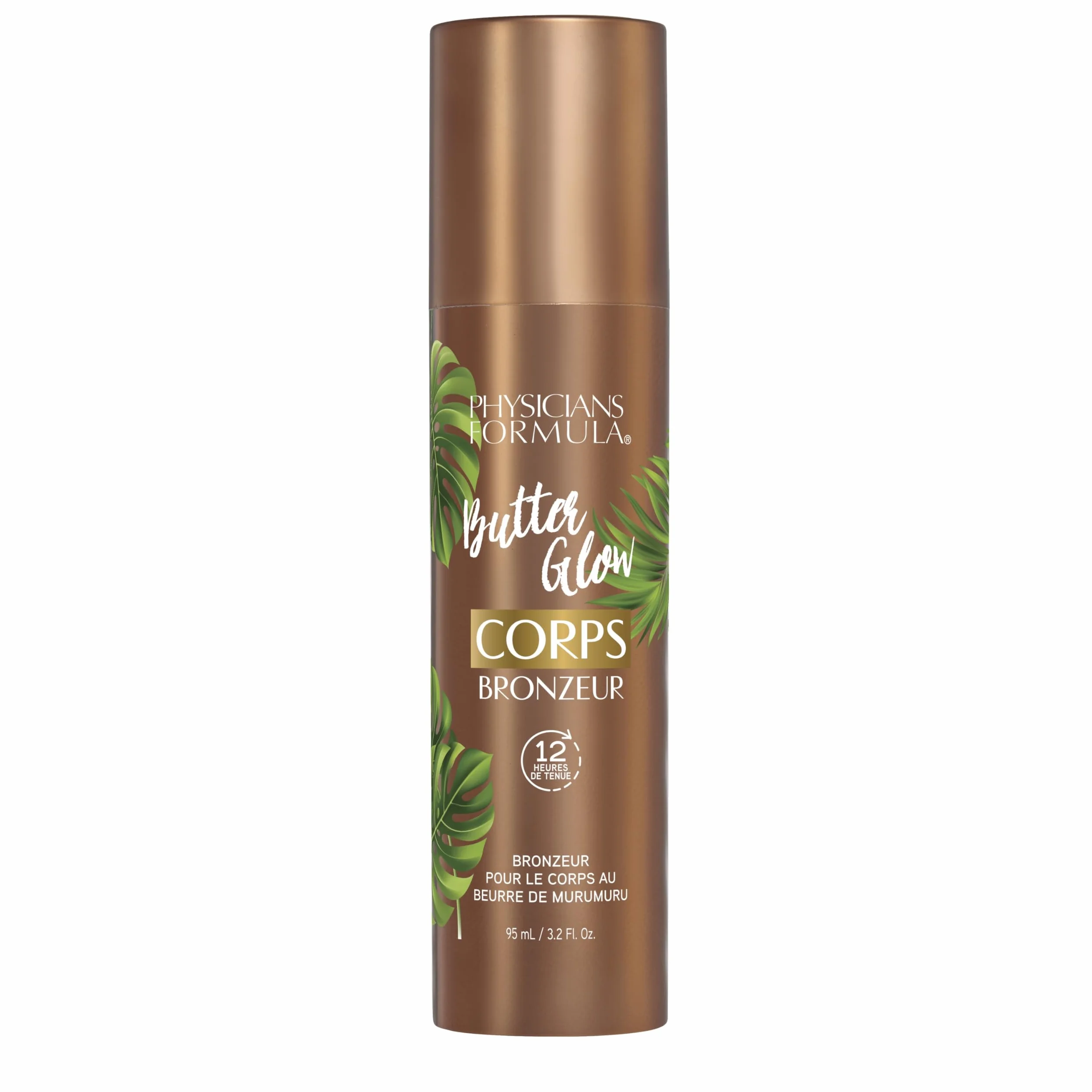 Physicians Formula Butter Glow Body Bronzer, Maquillage Corps Effet Bronzé 12H, Résistant à l’Eau et aux Transferts, Beurres d’Amazonie pour Adoucir et Hydrater, Light/Medium