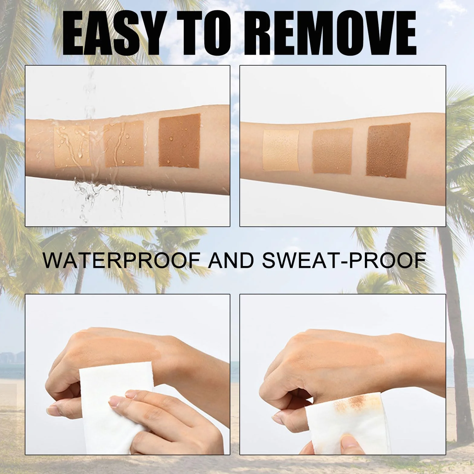 Fond de Teint Jambes Waterproof Leg Makeup with Brush Body Coverage Perfector Long-Lasting Sweat-Proof Coverage Concealer (#2)