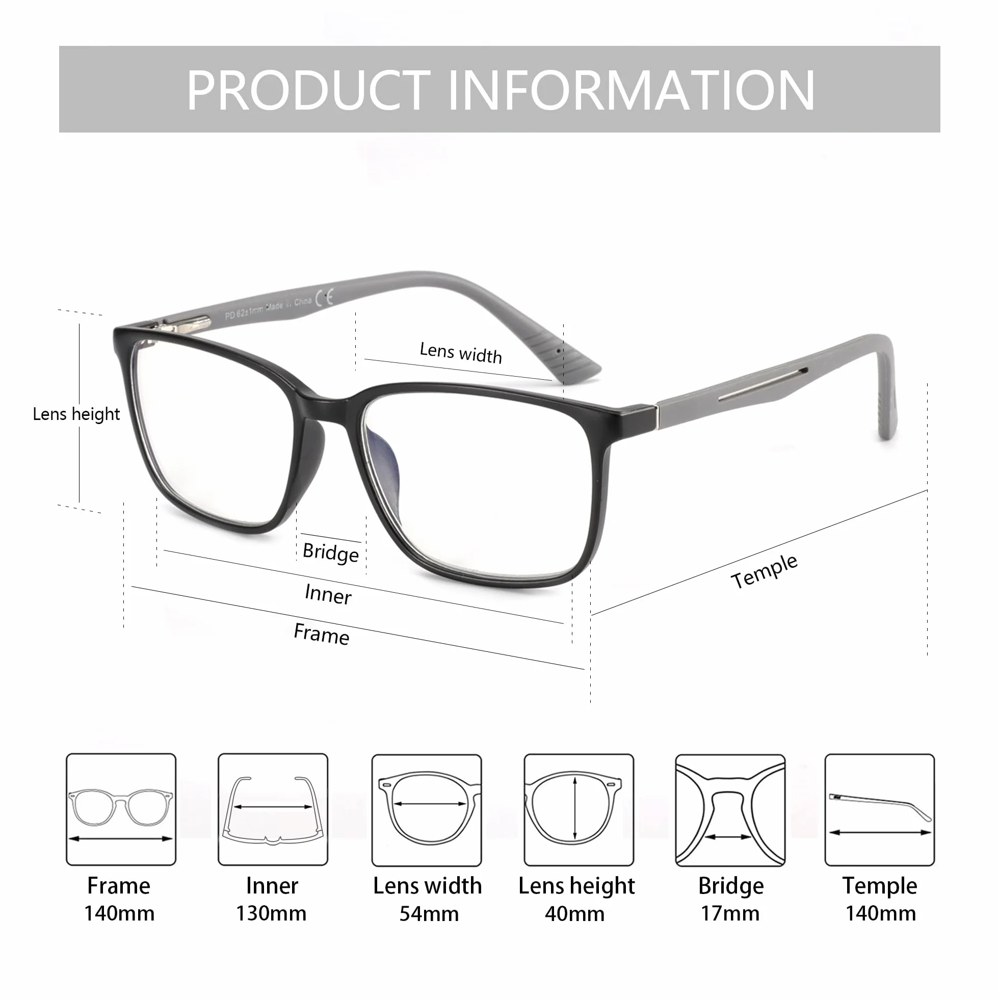 ZENOTTIC Lunettes de Lecture Homme Filtre Lumière Bleue Monture Carrée Anti-Reflets Sport Ordinateur