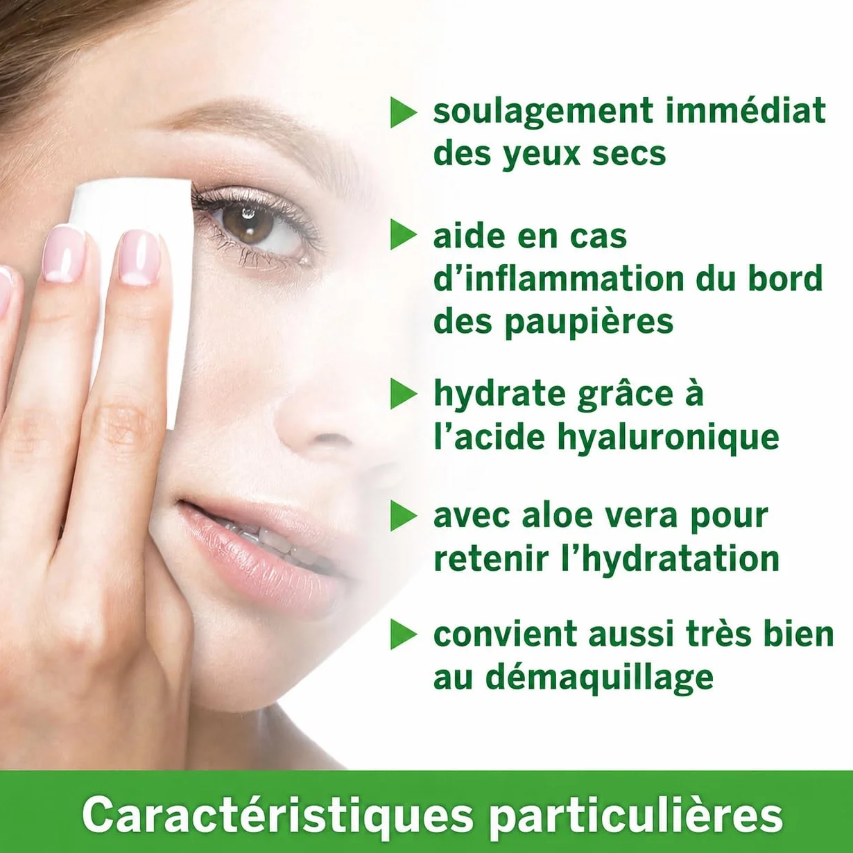 Ocuvers Lingettes nettoyage yeux hygiène paupières acide hyaluronique Aloe Vera yeux secs orgelet inflammation