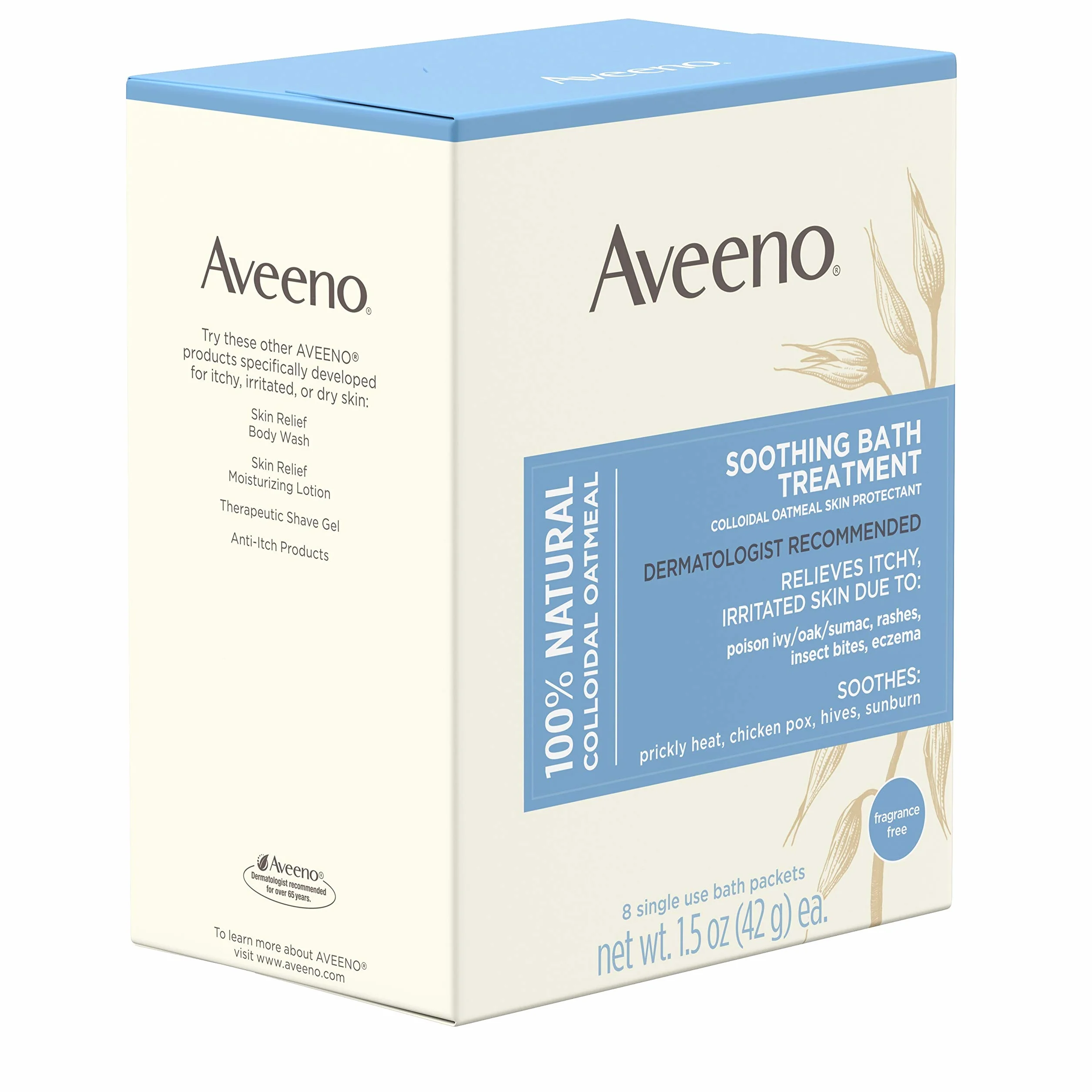 Aveeno Traitement de bain apaisant pour démangeaisons, peau irritée, 8 fils