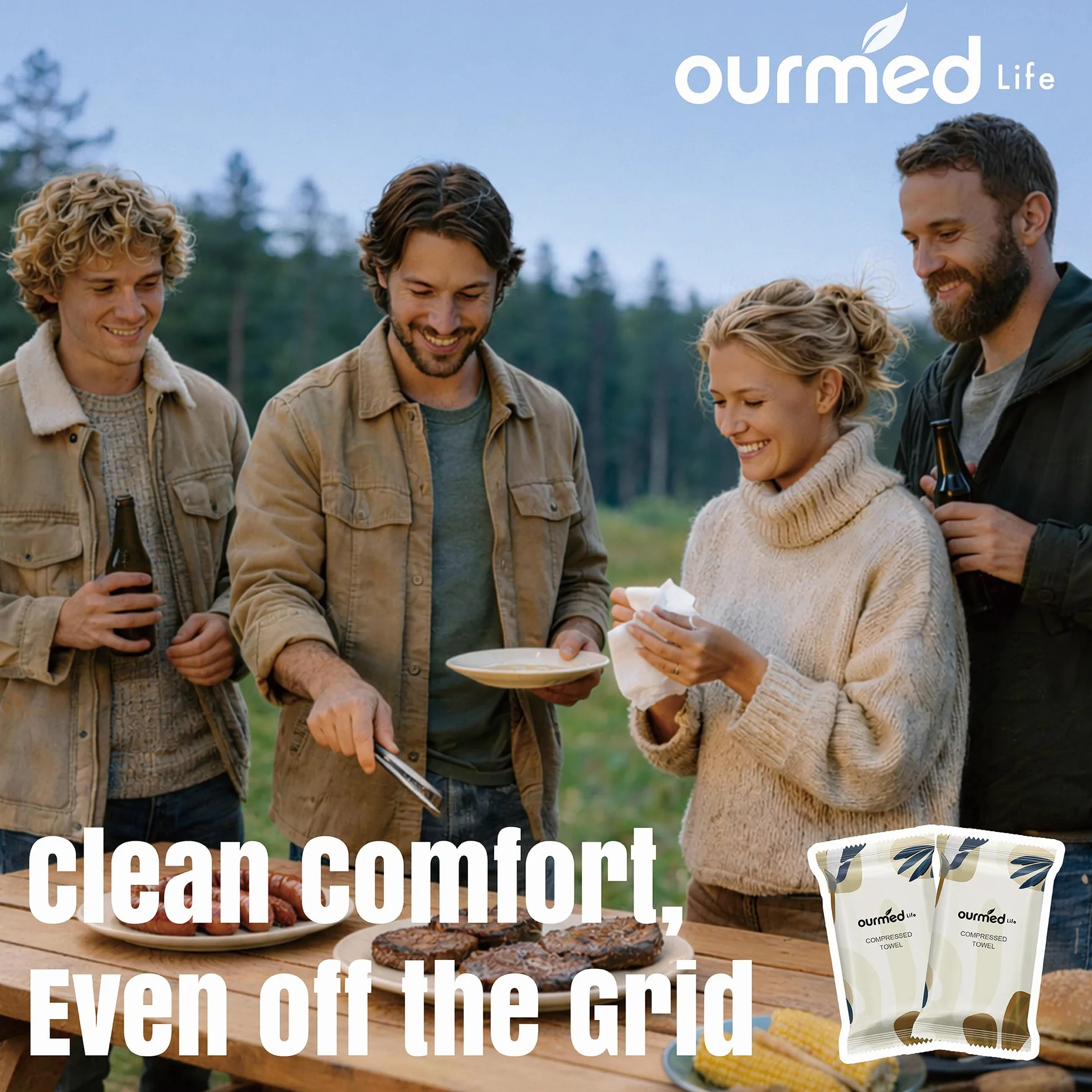 Ourmed Life Comprimés de serviette compressée 30 cm x 25 cm 56 pièces