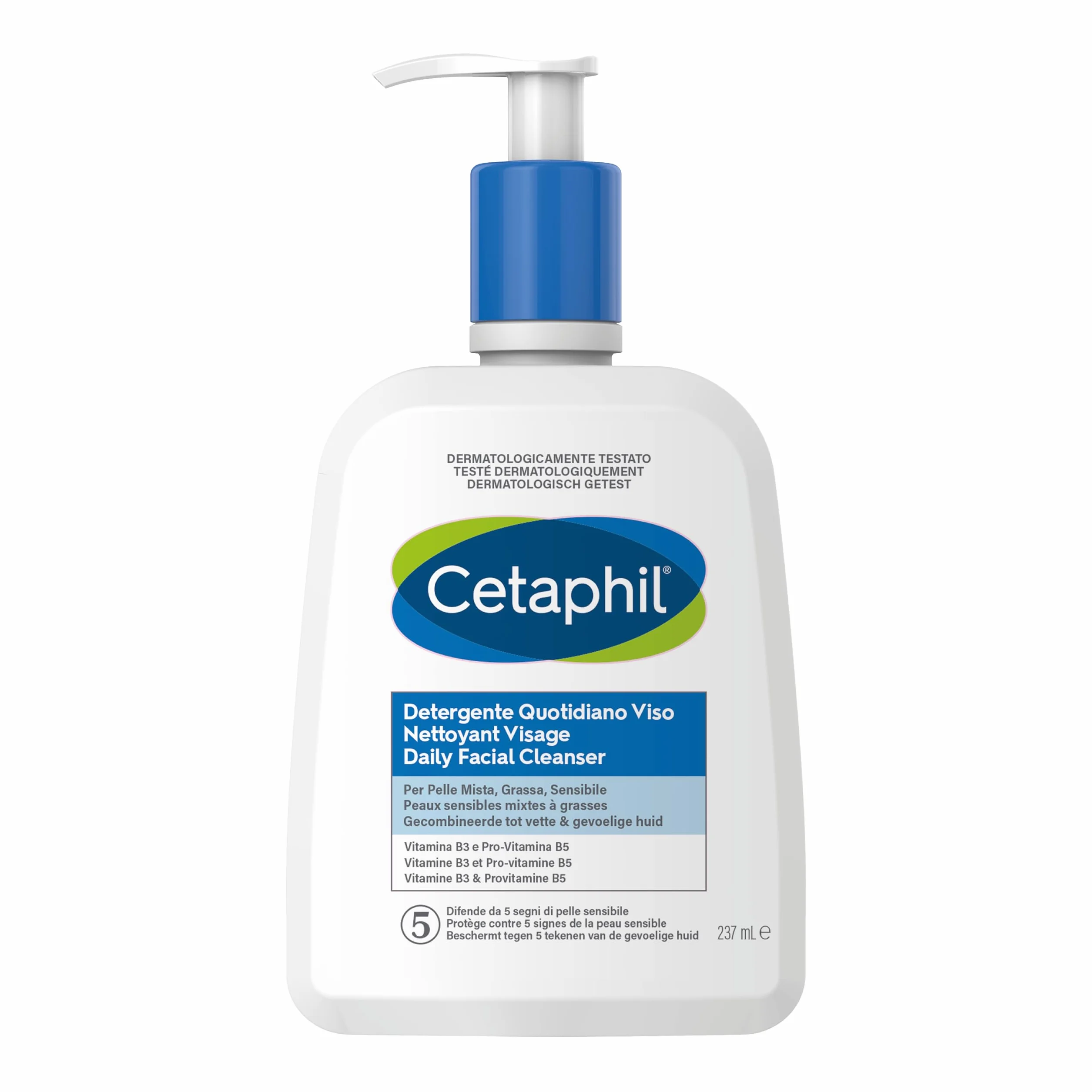 Cetaphil Gel Nettoyant Visage 237ml pour Peaux Sensibles Mixtes à Grasses à la Niacinamide Panthénol et Glycérine