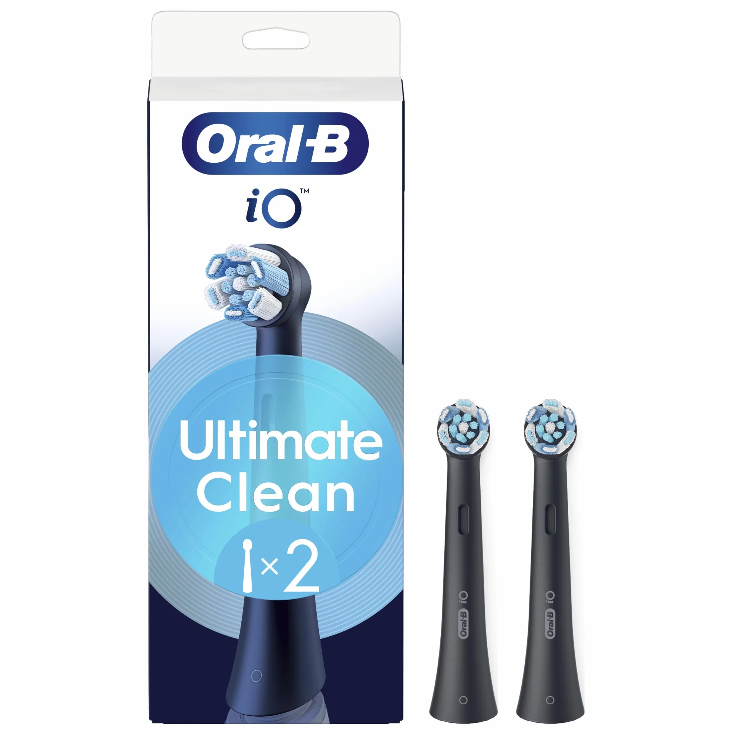 Oral-B Recharges Brosse à Dents Électrique iO Ultimate Clean, Lot de 2, Noires