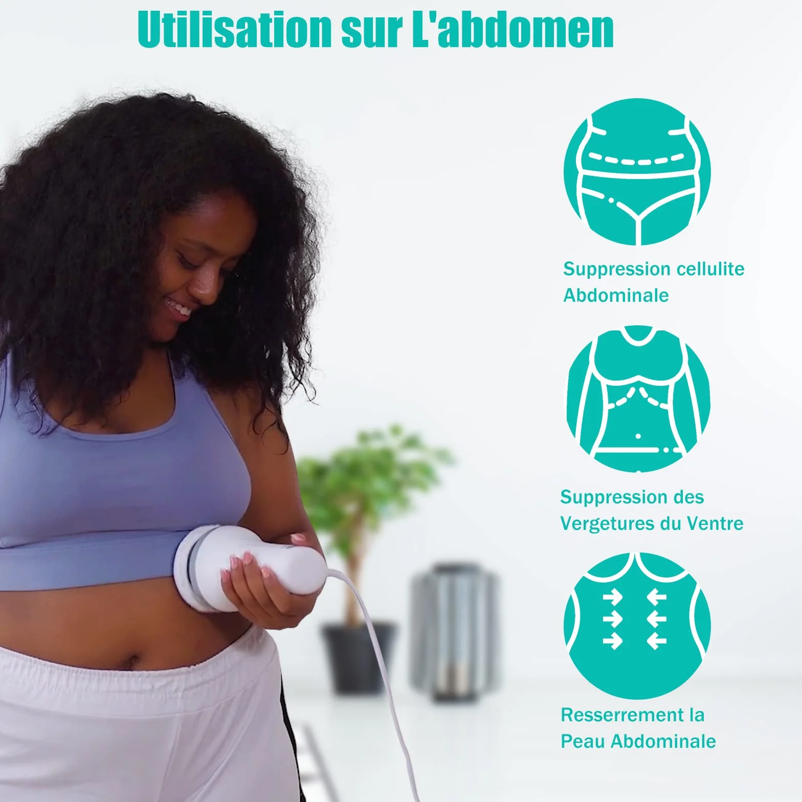 Masseur Anti Cellulite Électrique pour Abdomen, Fesses, Jambes avec 6 Coussinets Lavables