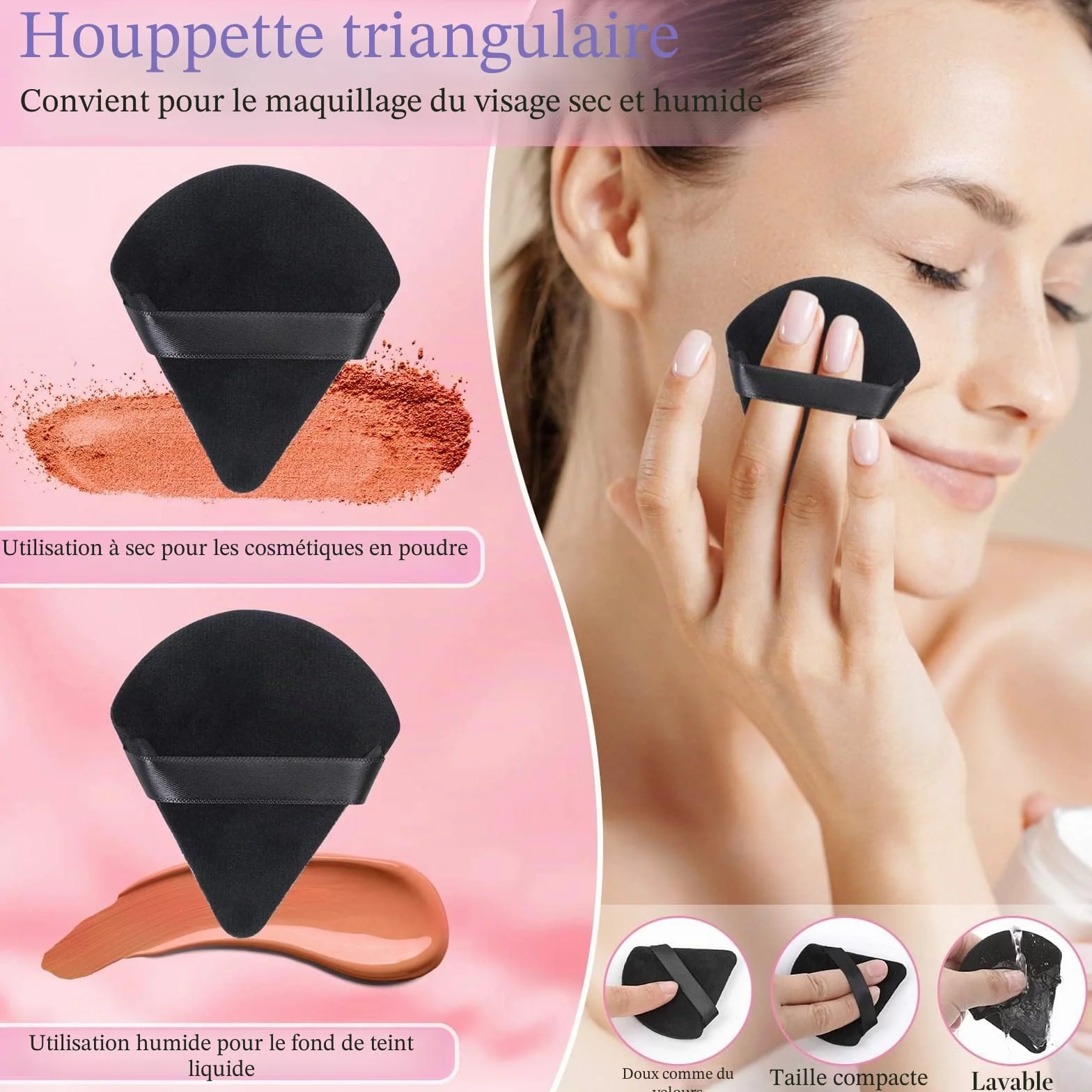 248 pièces kit d'application de maquillage jetable pinceaux eyeliner houppettes triangulaires
