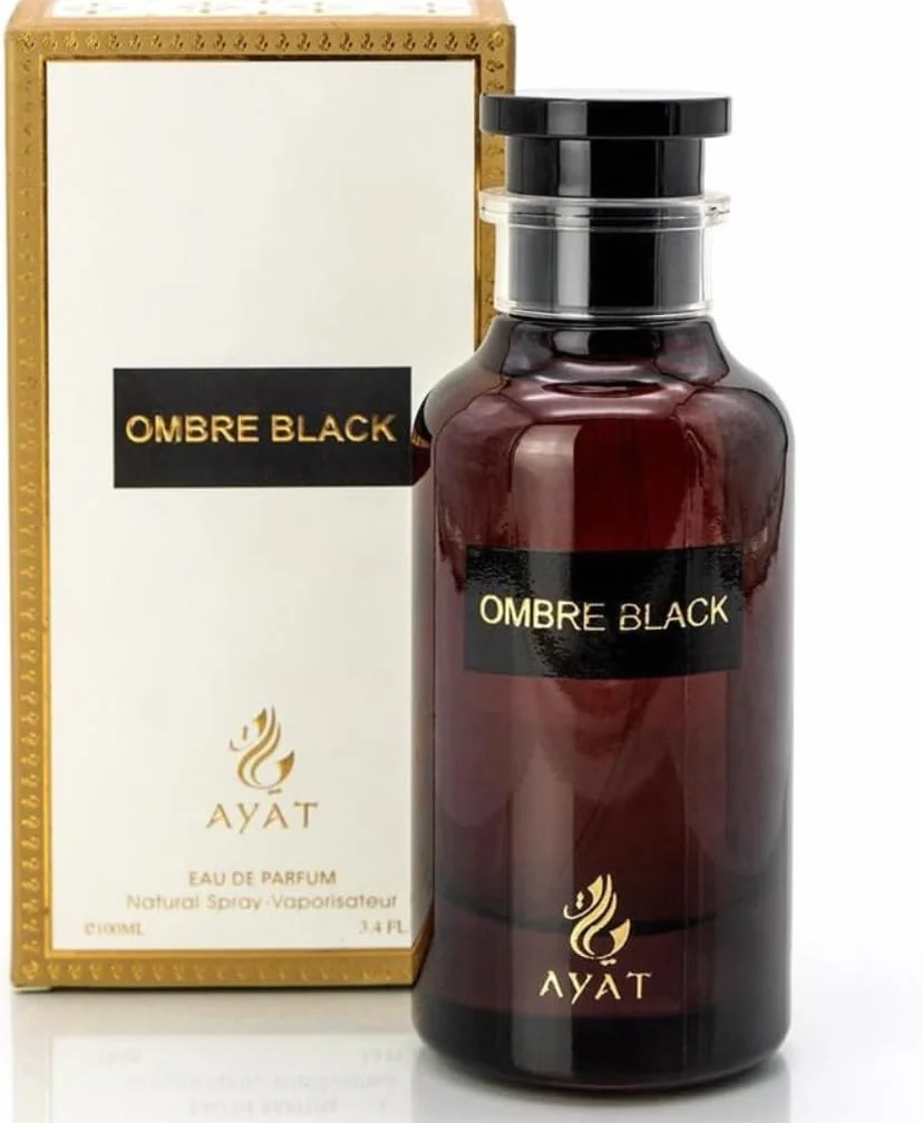 AYAT PERFUMES – Eau de Parfum OMBRE BLACK 100 ml aux Notes de Bois d'Oud, Encens & Framboise – Arabian Parfum Oriental de Dubaï pour Homme & Femme – Cadeau Parfait – Flacon Élégant Conçu aux Émirats