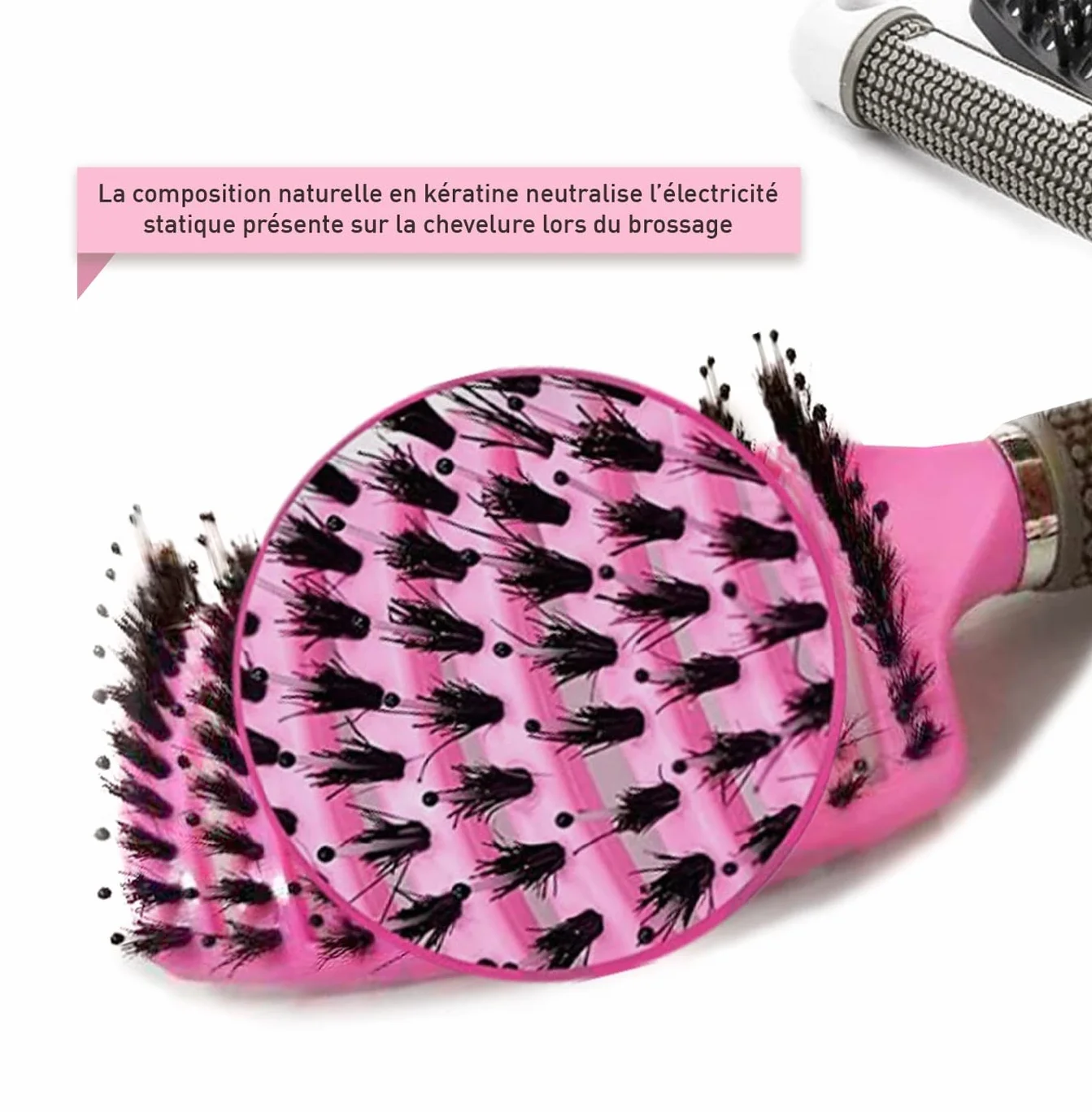 Brosses à Cheveux en Poils de Sanglier Démélant Naturel Set Rose et Violette