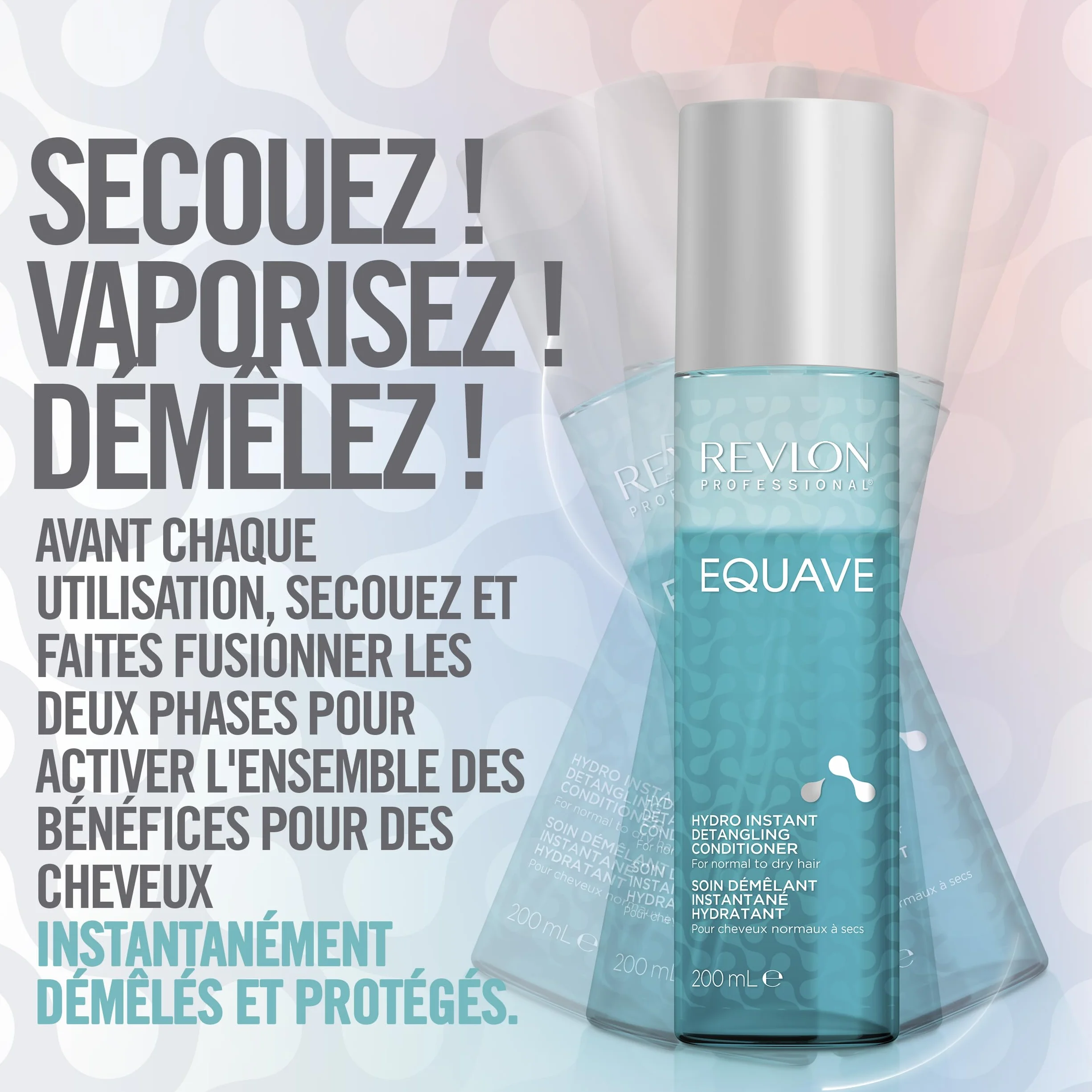 REVLON PROFESSIONAL Equave Soin Démêlant Instantané sans Rinçage 2 Phases Hydronutritif Cheveux Secs 200 ml