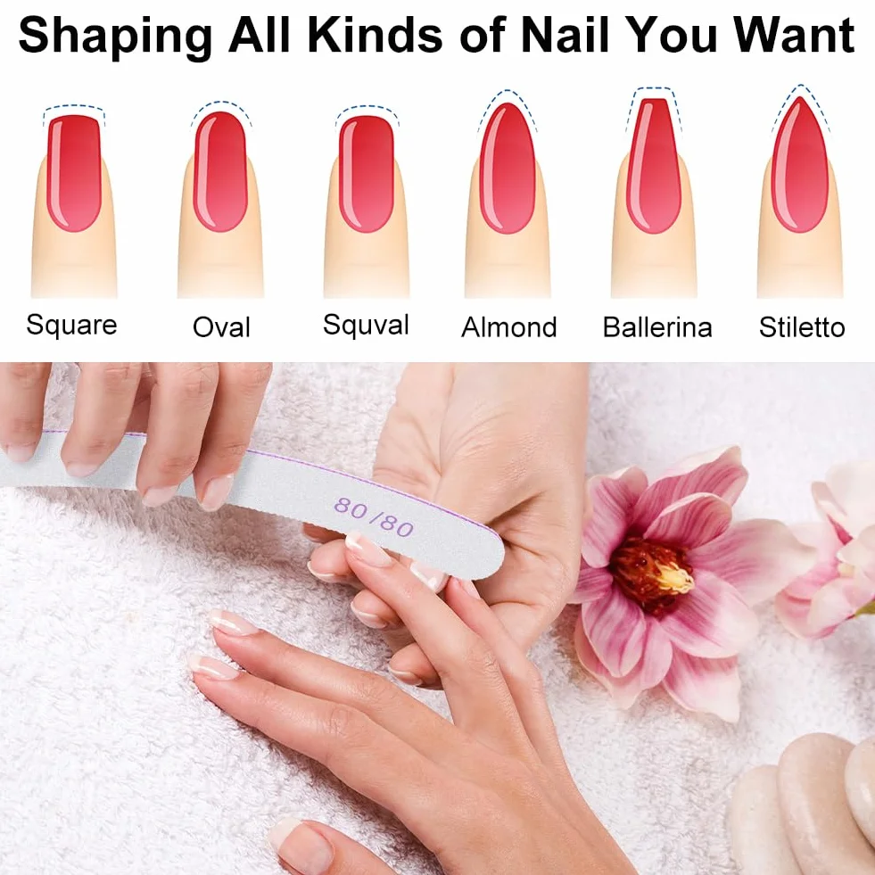LOPHE Limes à Ongles 10 Pièces Grains 80/80 Professionnelle Double Faces