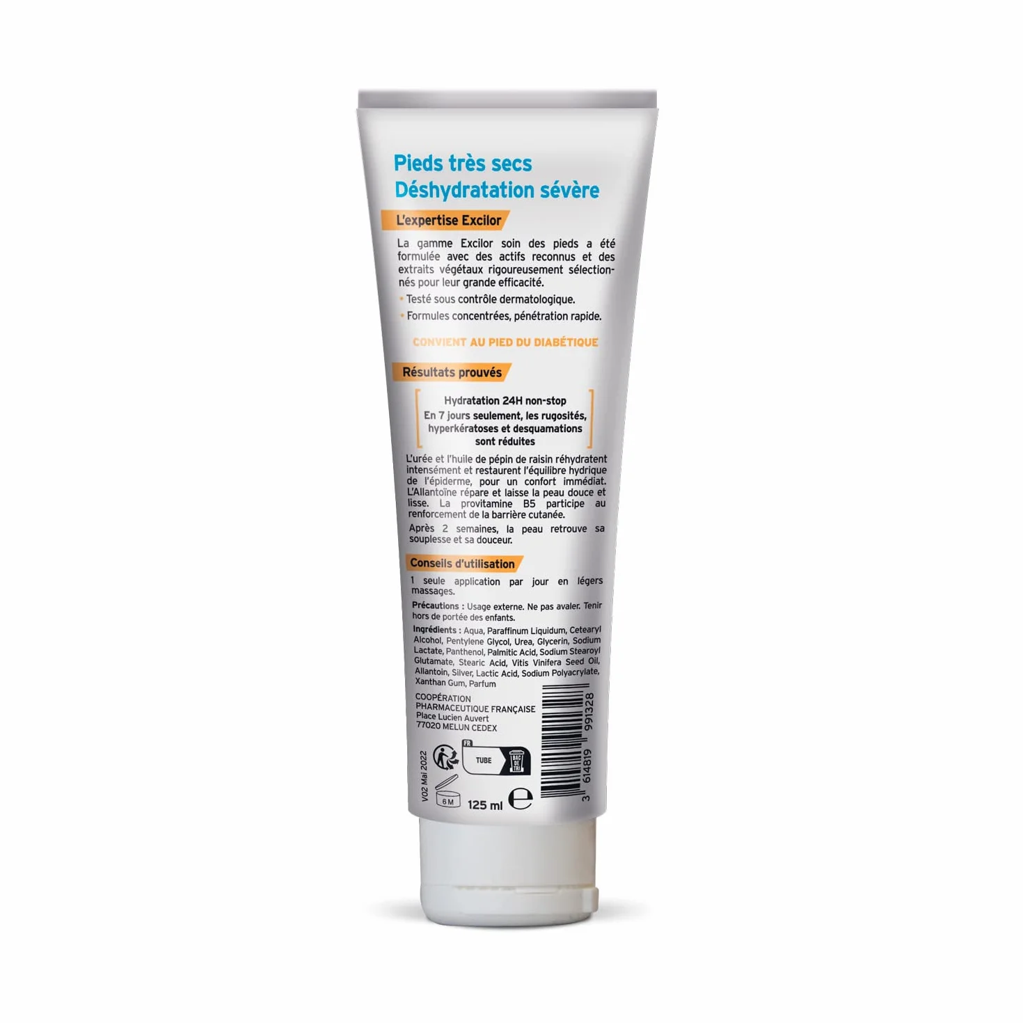 Crème Pieds Secs Hydra-Intense EXCILOR 125 ml - Soin Anti-Callosités
