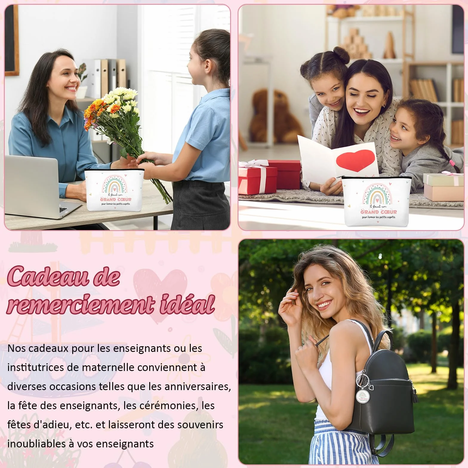 Trousse à Maquillage Porte-Clés Cadeau pour Maîtresse d'École Fin d'Année