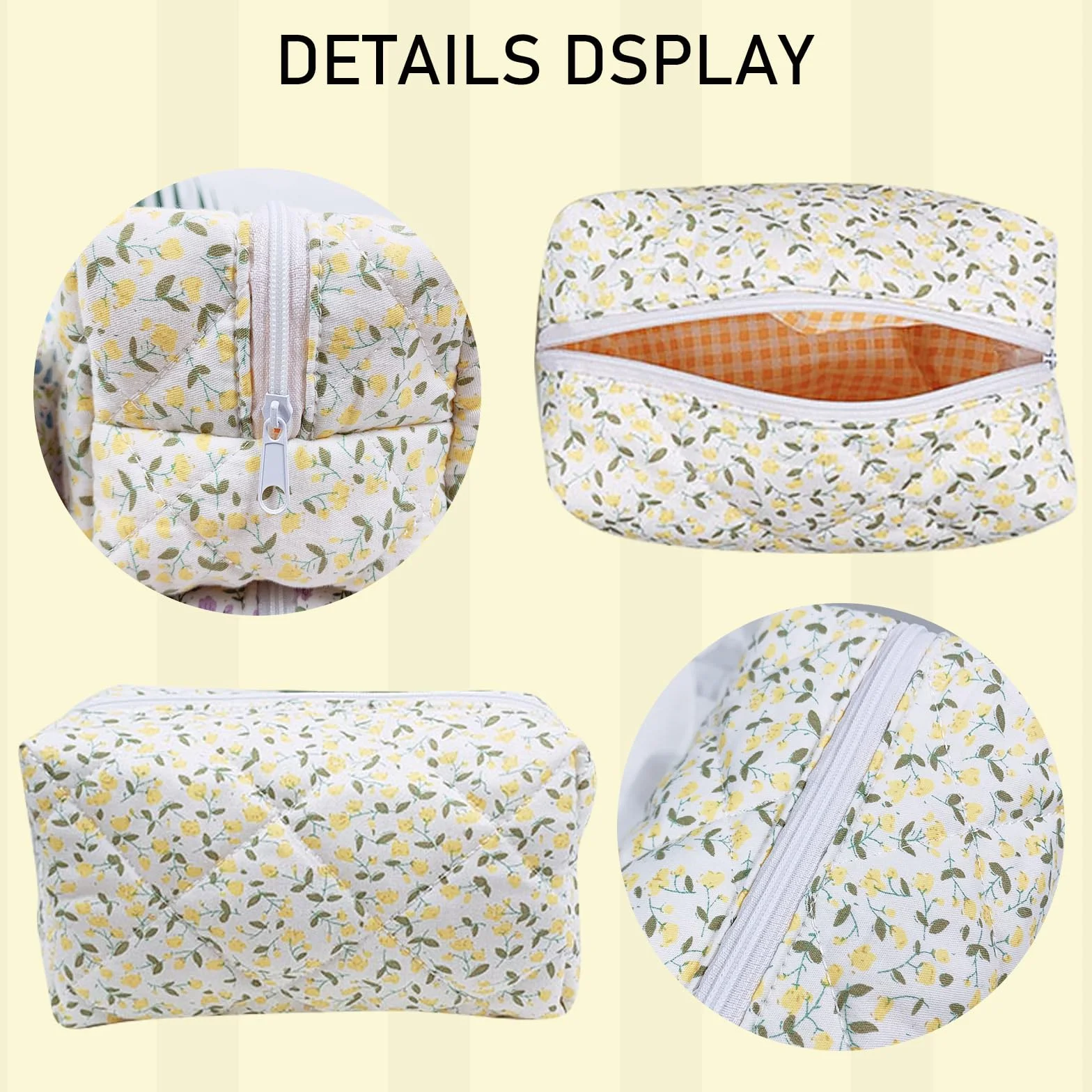 Trousse de Maquillage Florale, Petite Trousse de Toilette pour Femmes et Filles