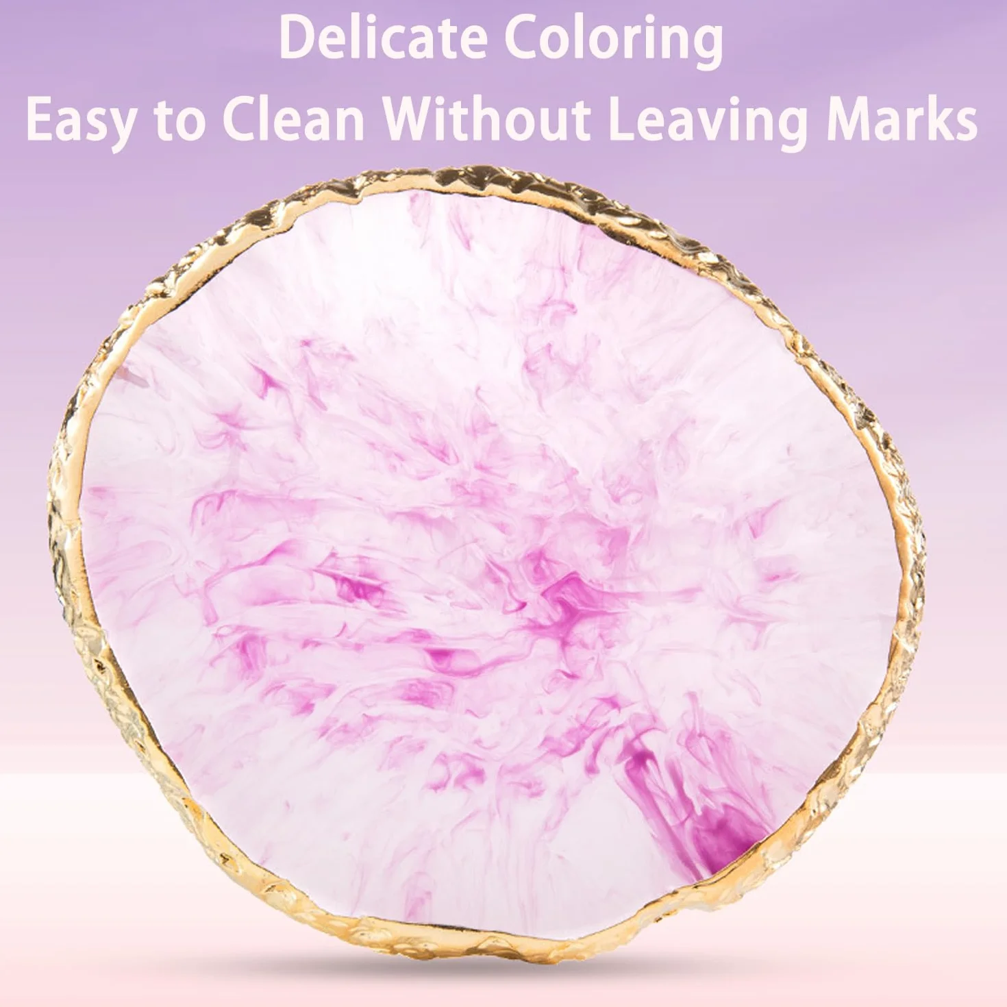 Palette de Mélange de Vernis à Ongles, Bord Doré Résine, Support Manucure (Mauve)