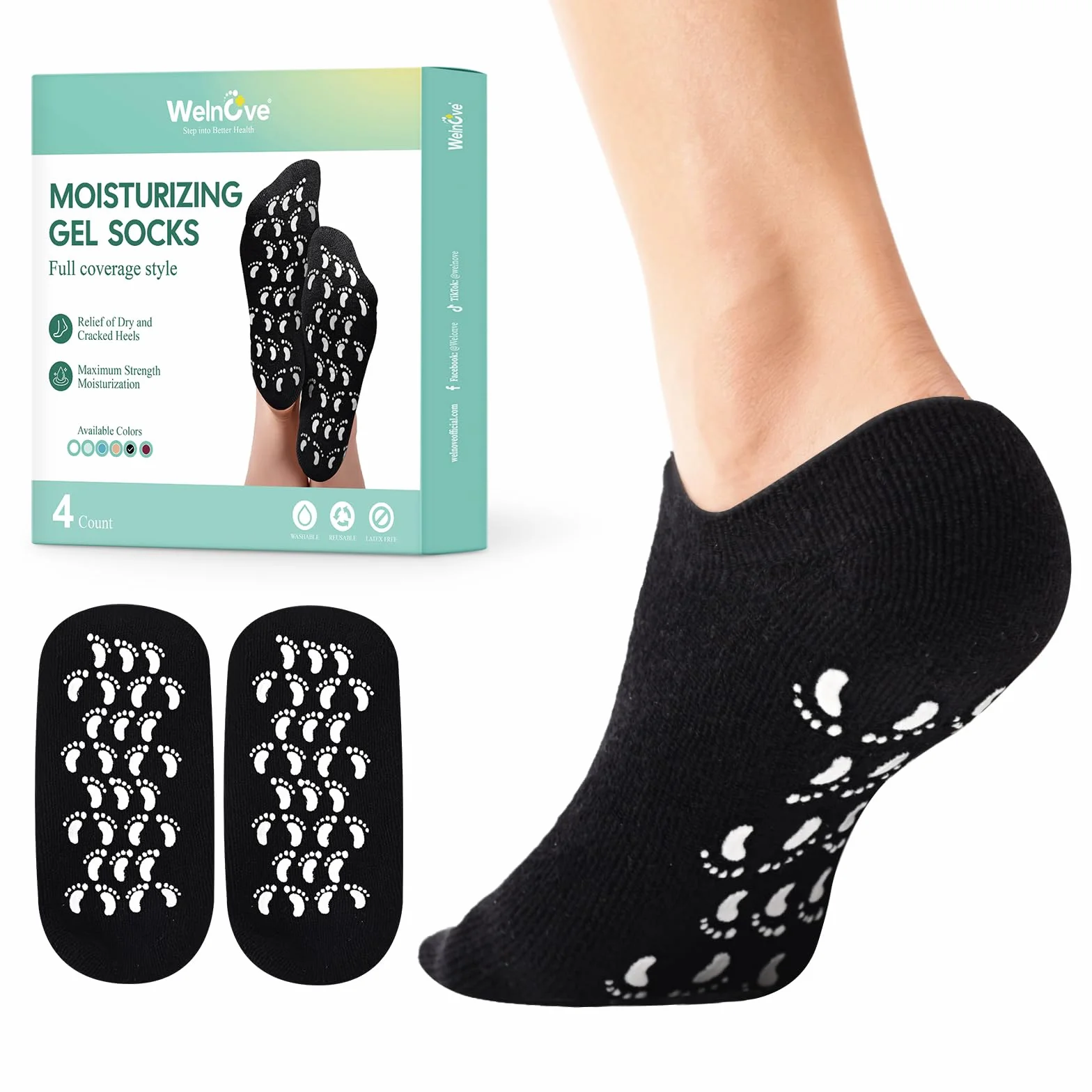 Chaussettes hydratantes en silicone pour homme - Lot de 2 paires, gel aloe vera, soin pieds secs et craquelés