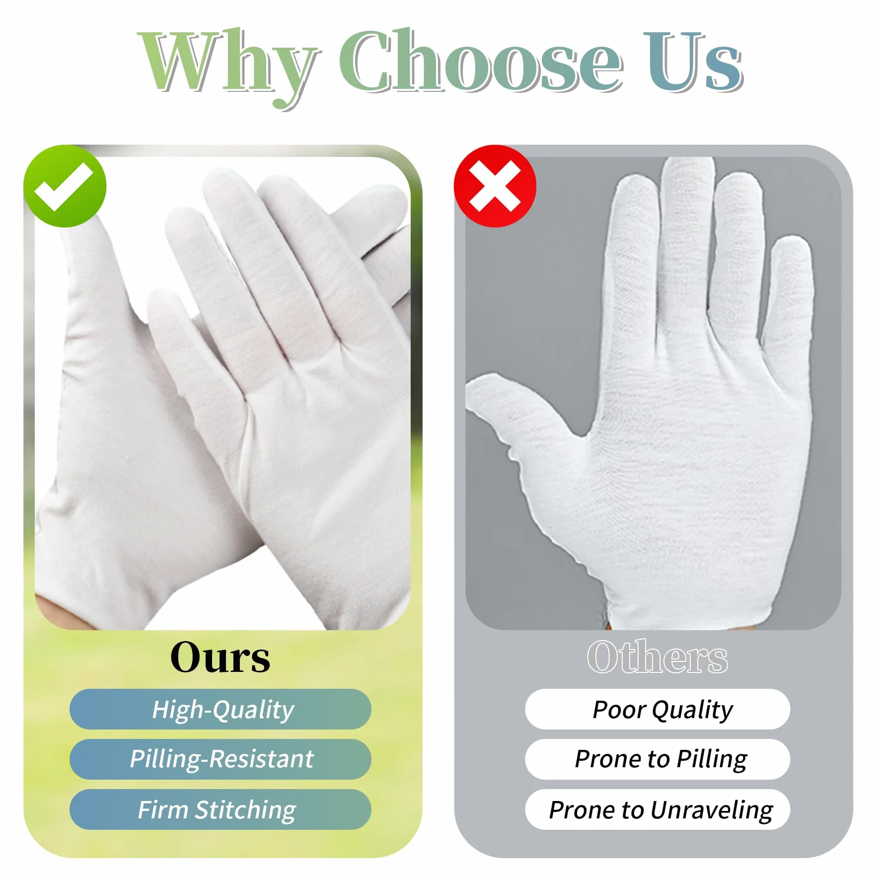Gants Hydratants en Coton Blanc, Protection l'eczéma pour Peau Sèche et Sensible, Gants de Travail Minces