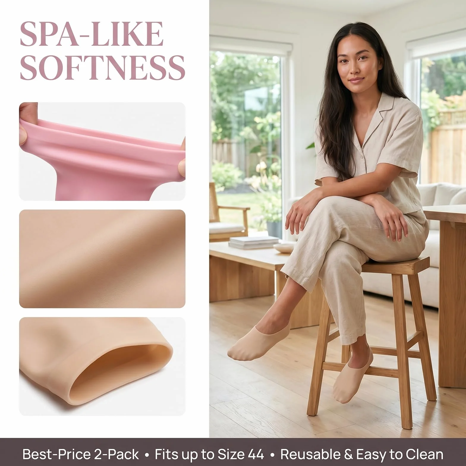 Chaussettes et Gants Hydratants en Silicone 4 Pièces Soin des Mains et Pieds Calleux Secs