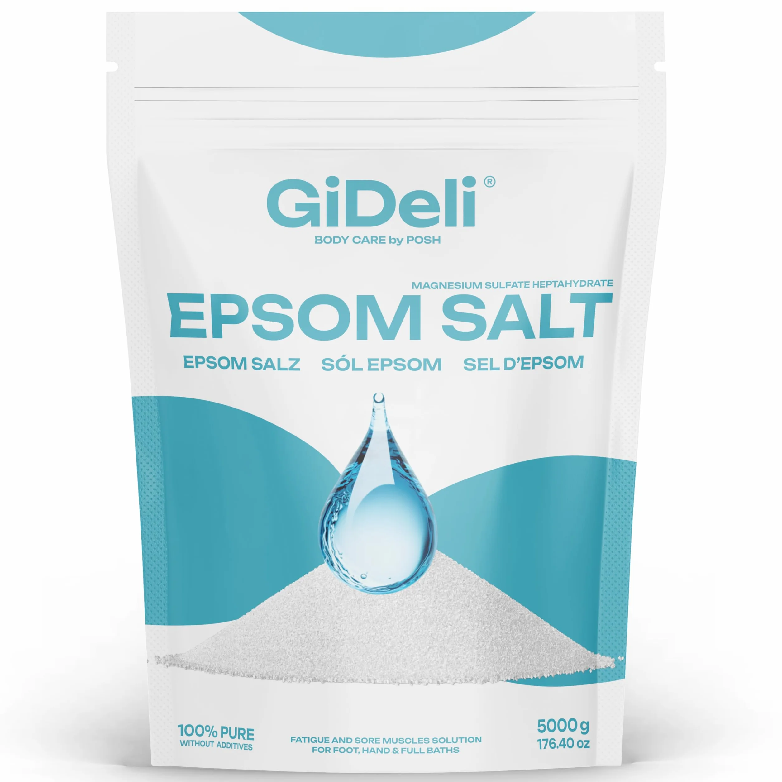 GiDeli Epsom Sel de bain Sulfate de Magnésium Heptahydraté Pur 10kg