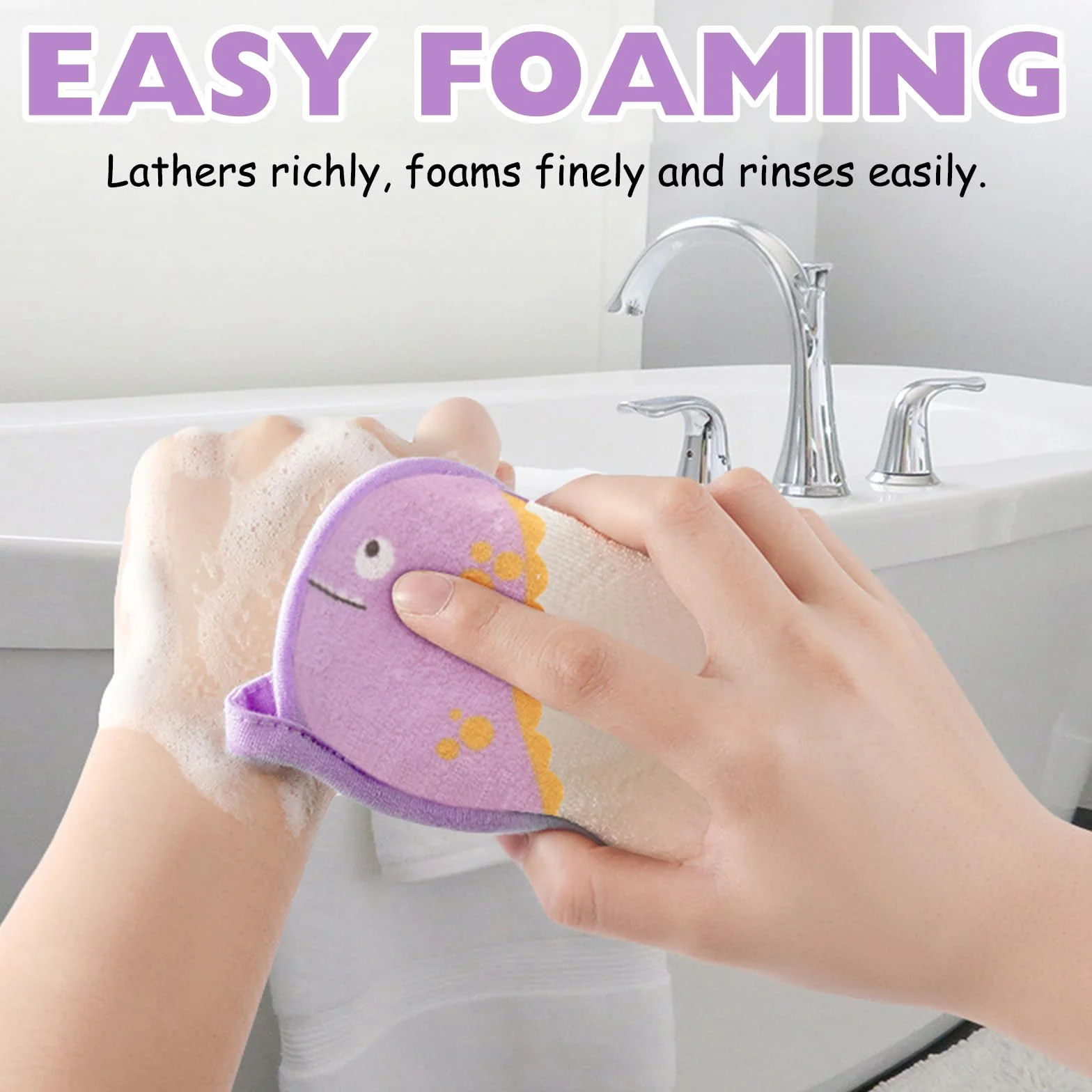 Éponges de Bain pour Bébés 4 Pièces, Naturelles, Trois Couches de Protection