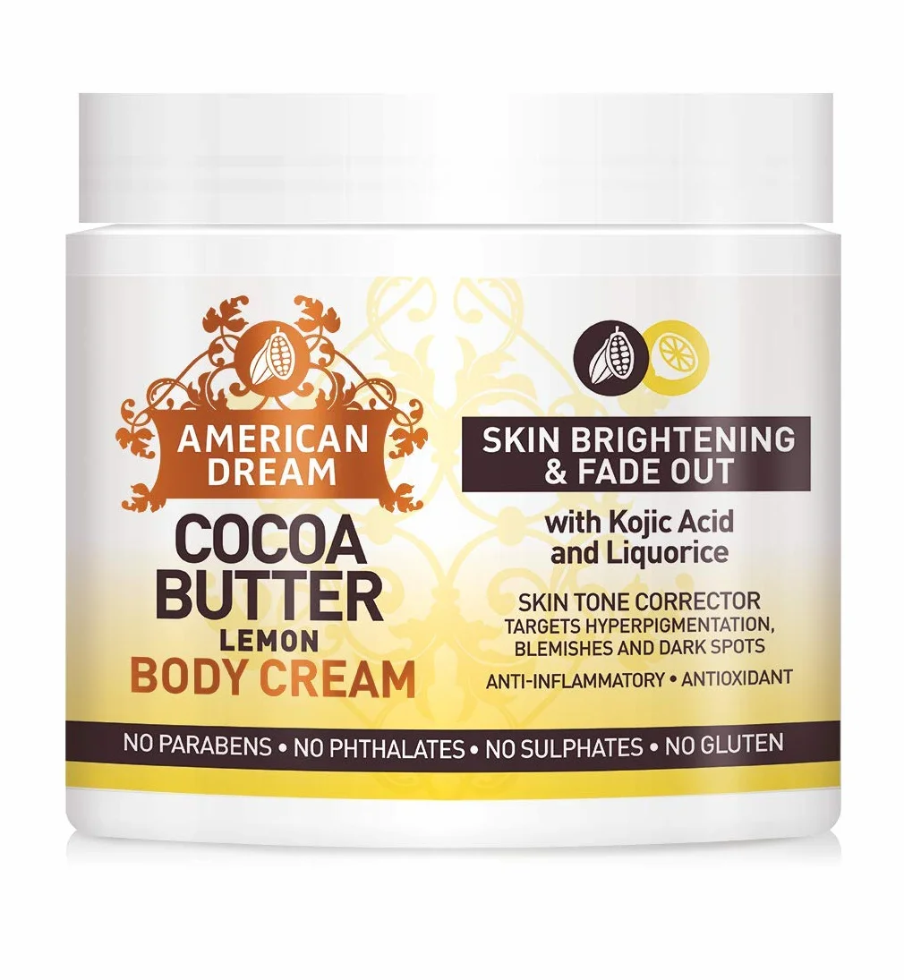 American Dream Crème au beurre de cacao citron pour éclaircir et décolorer la peau, 453 g