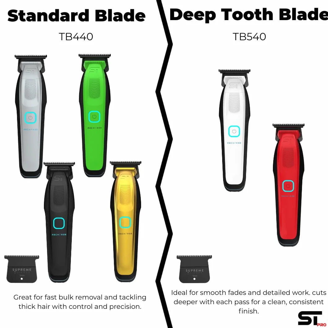 Supreme Trimmer ST777 tondeuse professionnelle rechargeable 2 batteries amovibles lames DLC zéro écart