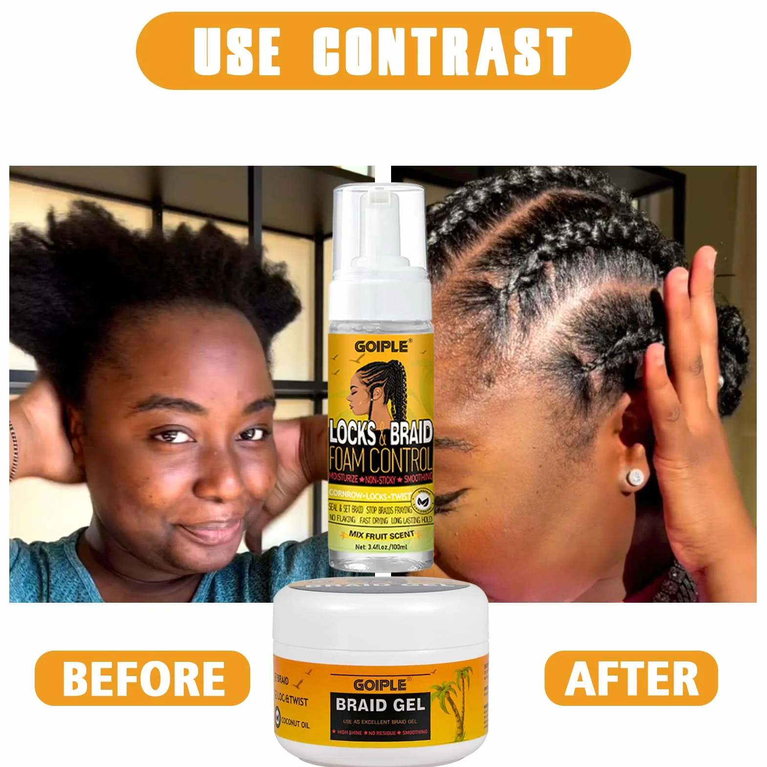 Gel De Tresse à Tenue Forte, Mousse De Tresse, Dompte Les Frisottis, Gel Lissant, Bon Pour La Torsion, Gel De Tressage à Tenue Supplémentaire