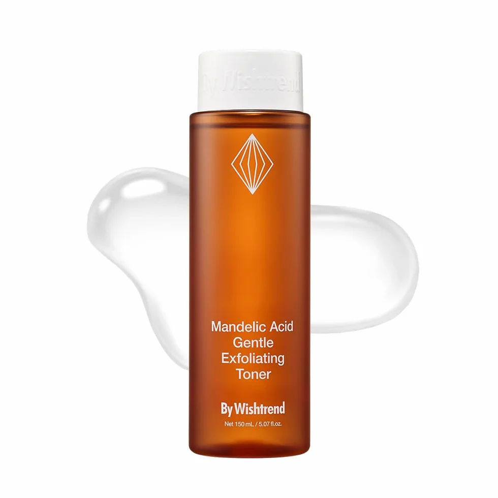 BY WISHTREND Acide mandélique 5% Eau de préparation de la peau, exfoliant doux pour le visage, idéal pour les peaux sensibles | Aider les pores obstrués et la pigmentation (4,1 Fl Oz (Pack de 1))